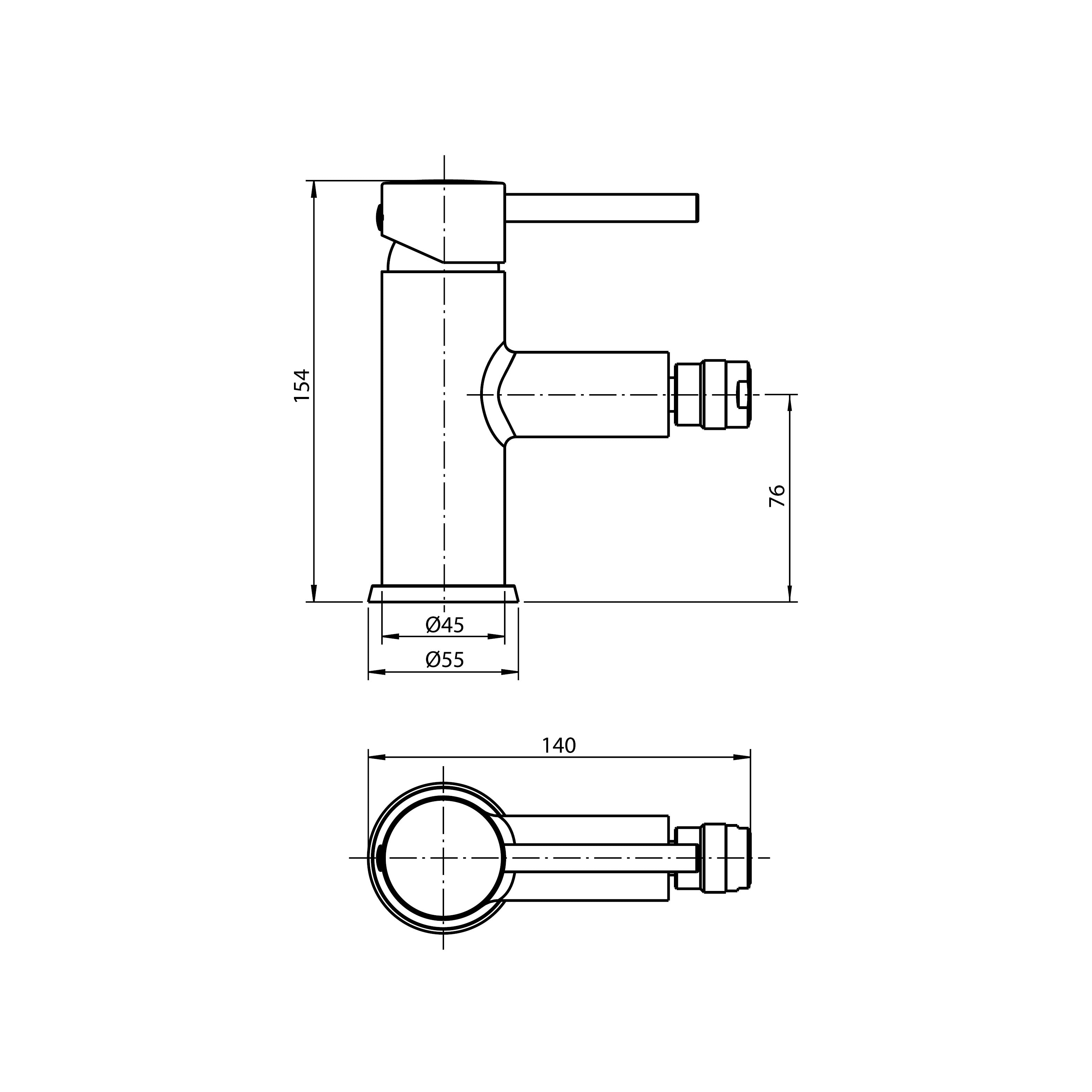 Orion single-lever bidet faucet 35 mm