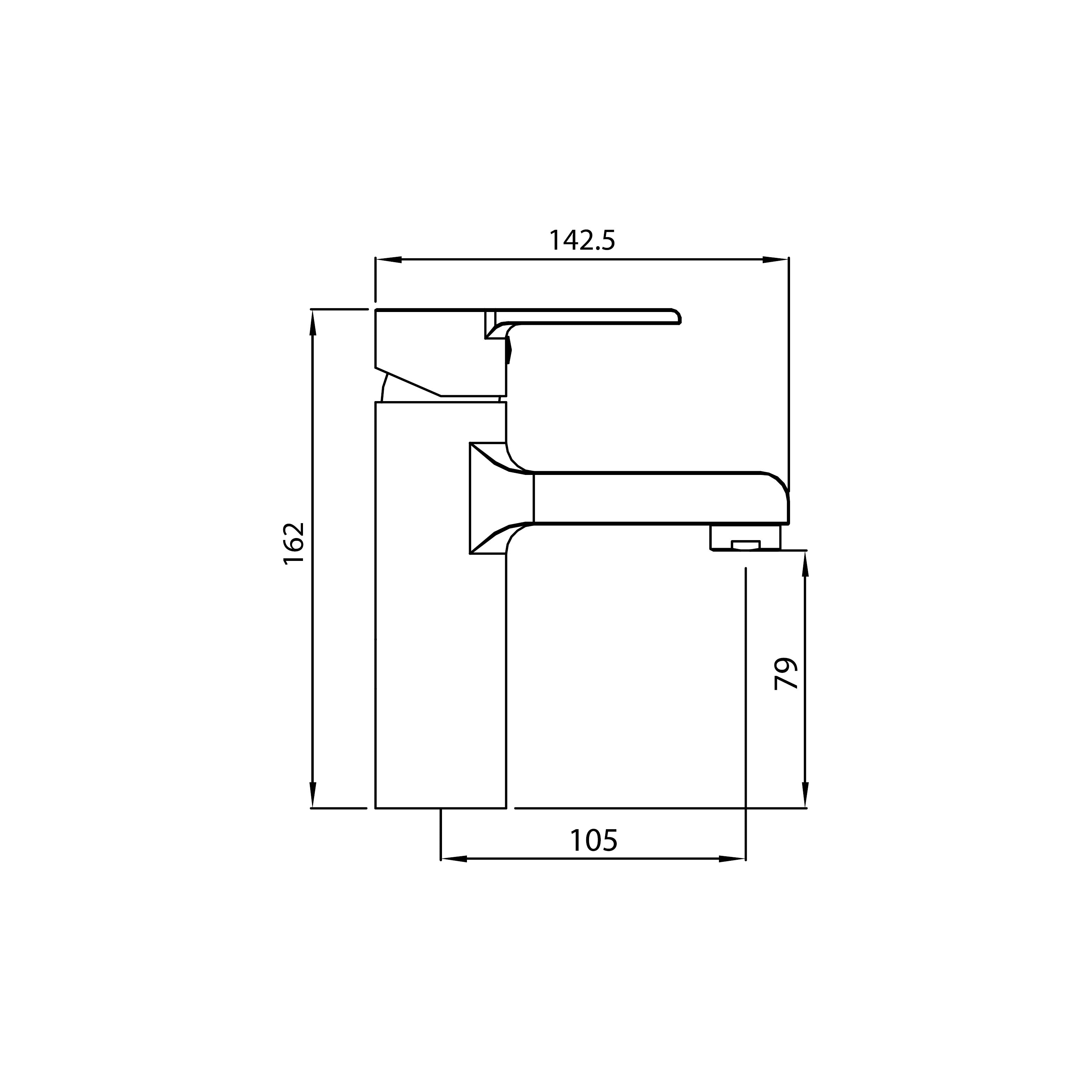 Kvadro Arc grifo monomando para lavabo de 35 mm