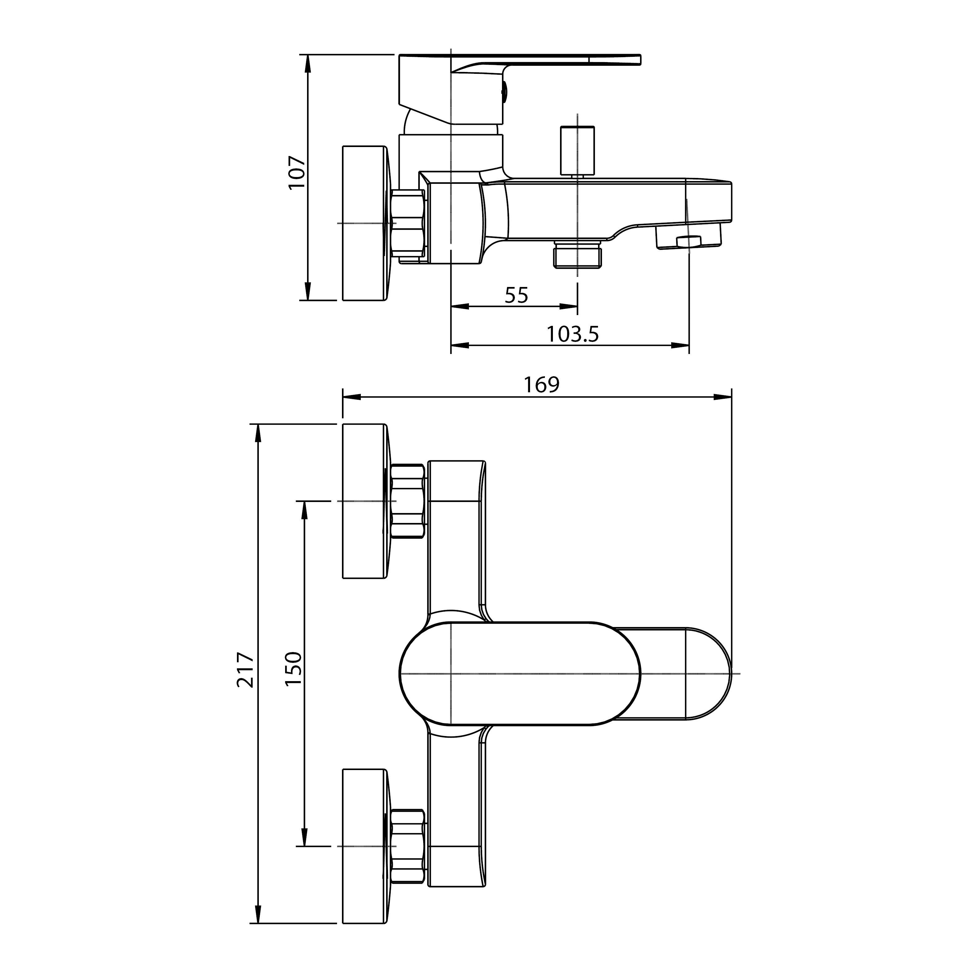Round Arc single-lever bathtub faucet 35 mm