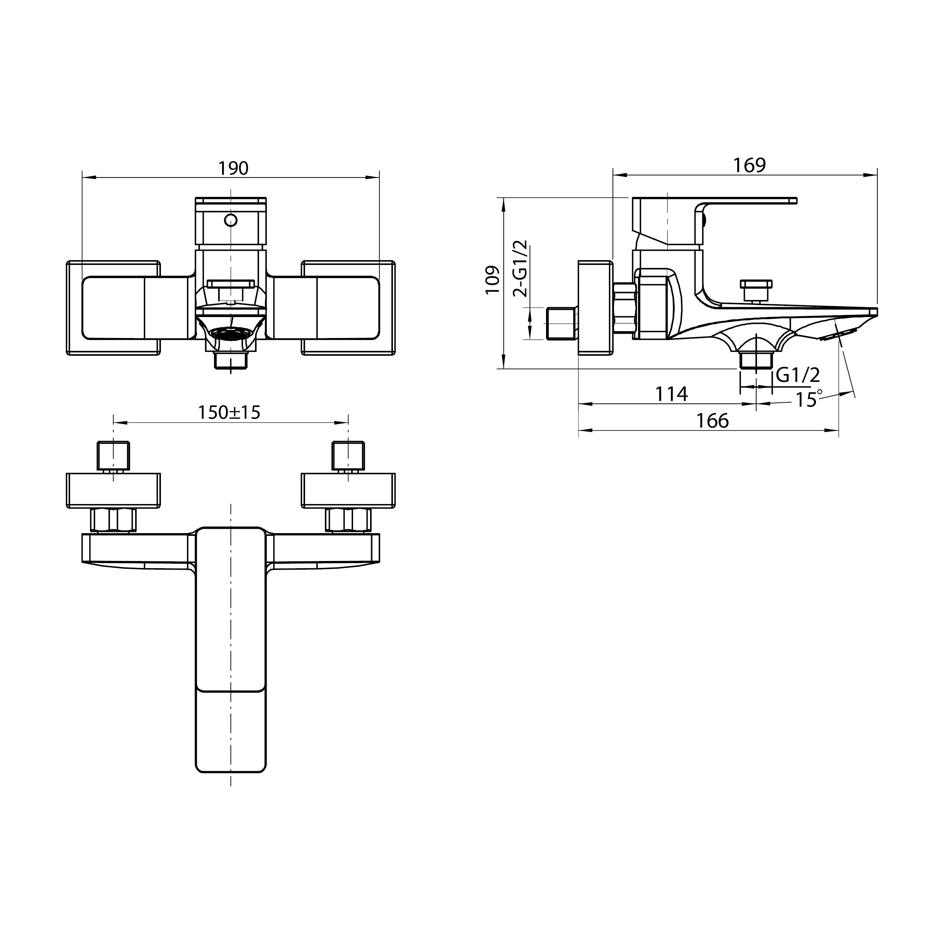 Neon single-lever bathtub faucet 35 mm