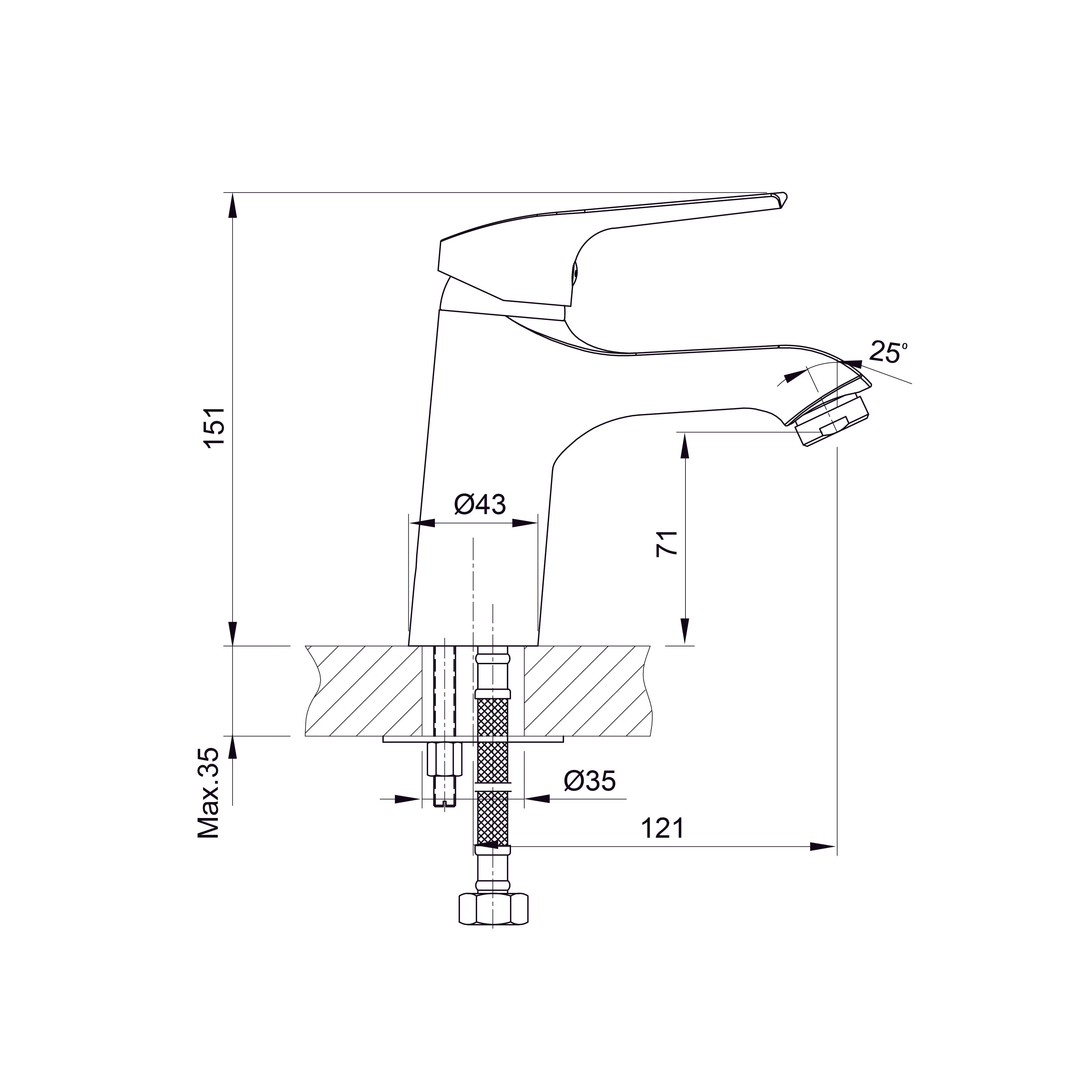 Twist single-lever washbasin faucet 35 mm