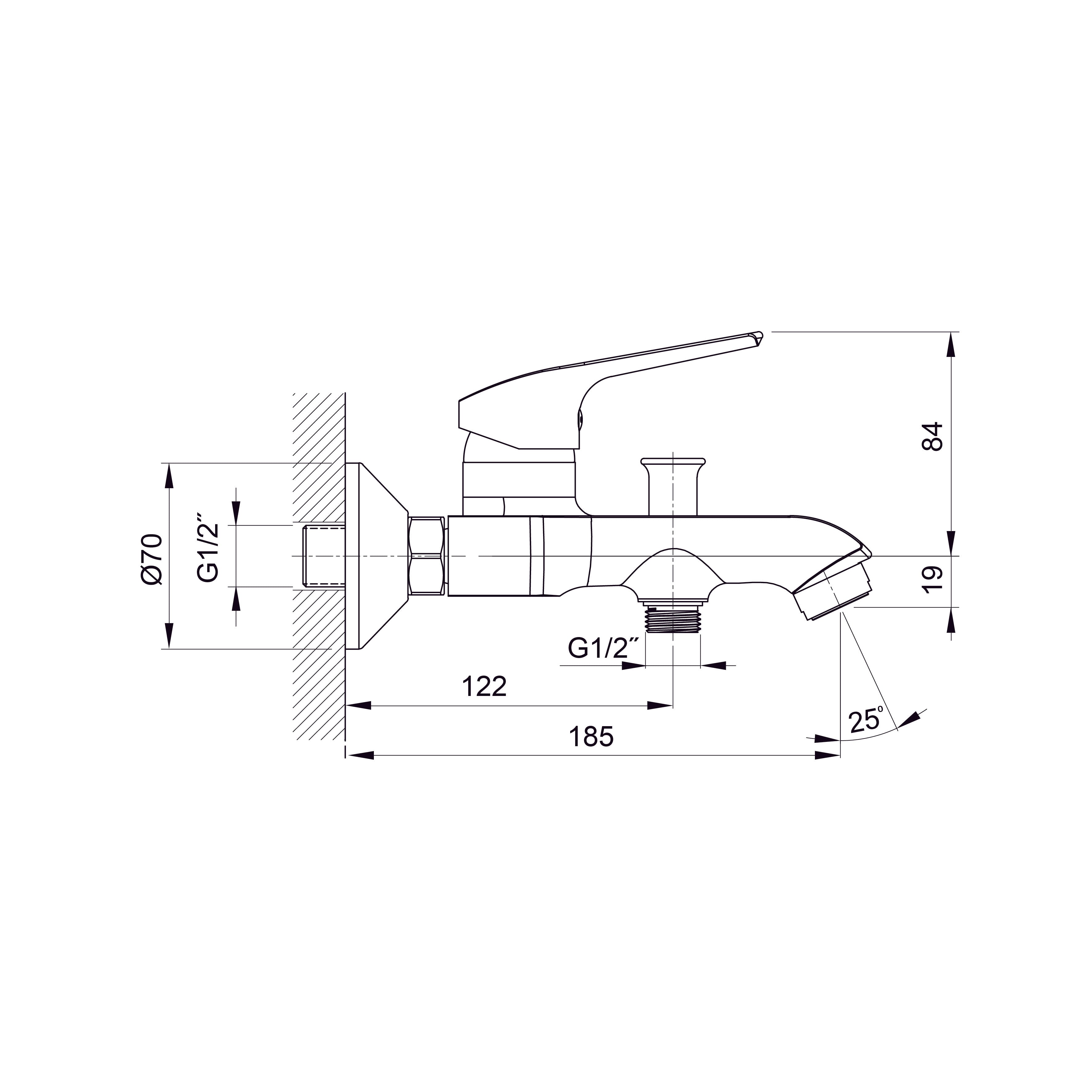 Twist single-lever bathtub faucet 35 mm