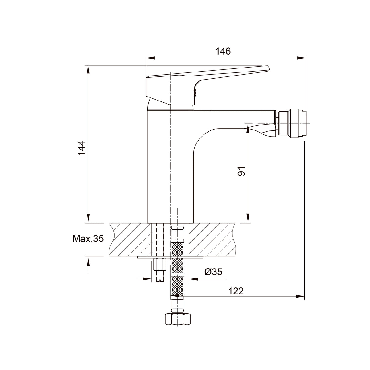 EDGE single-lever bidet faucet 35 mm
