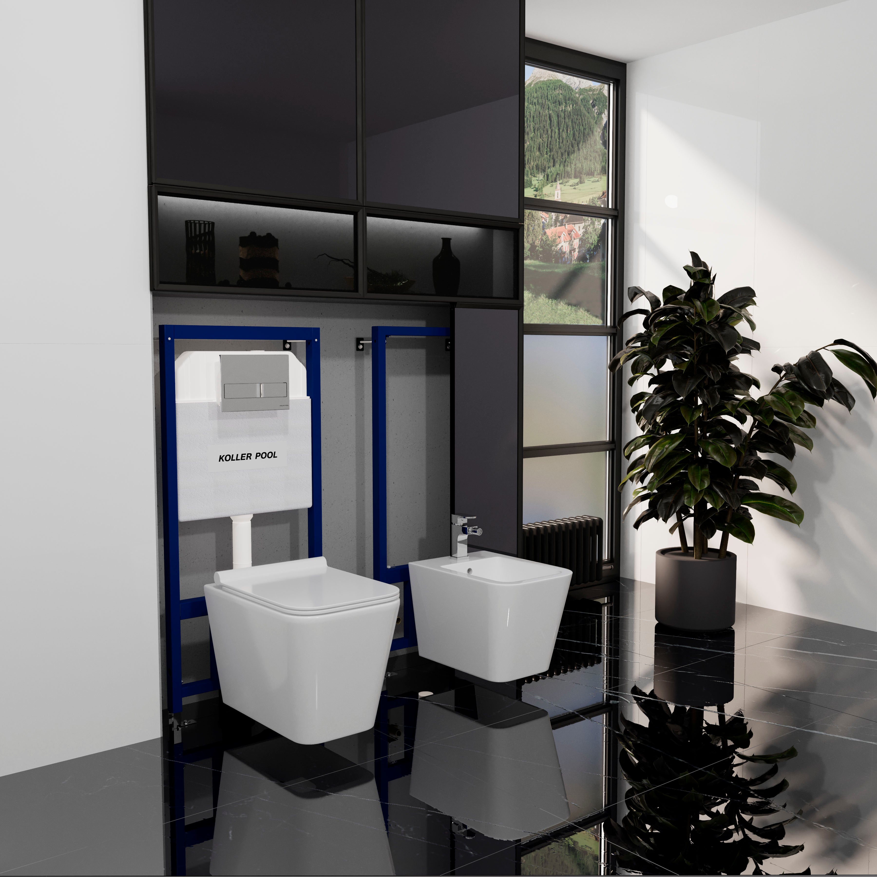 Dune 1200SL installation system for a wall-hung toilet