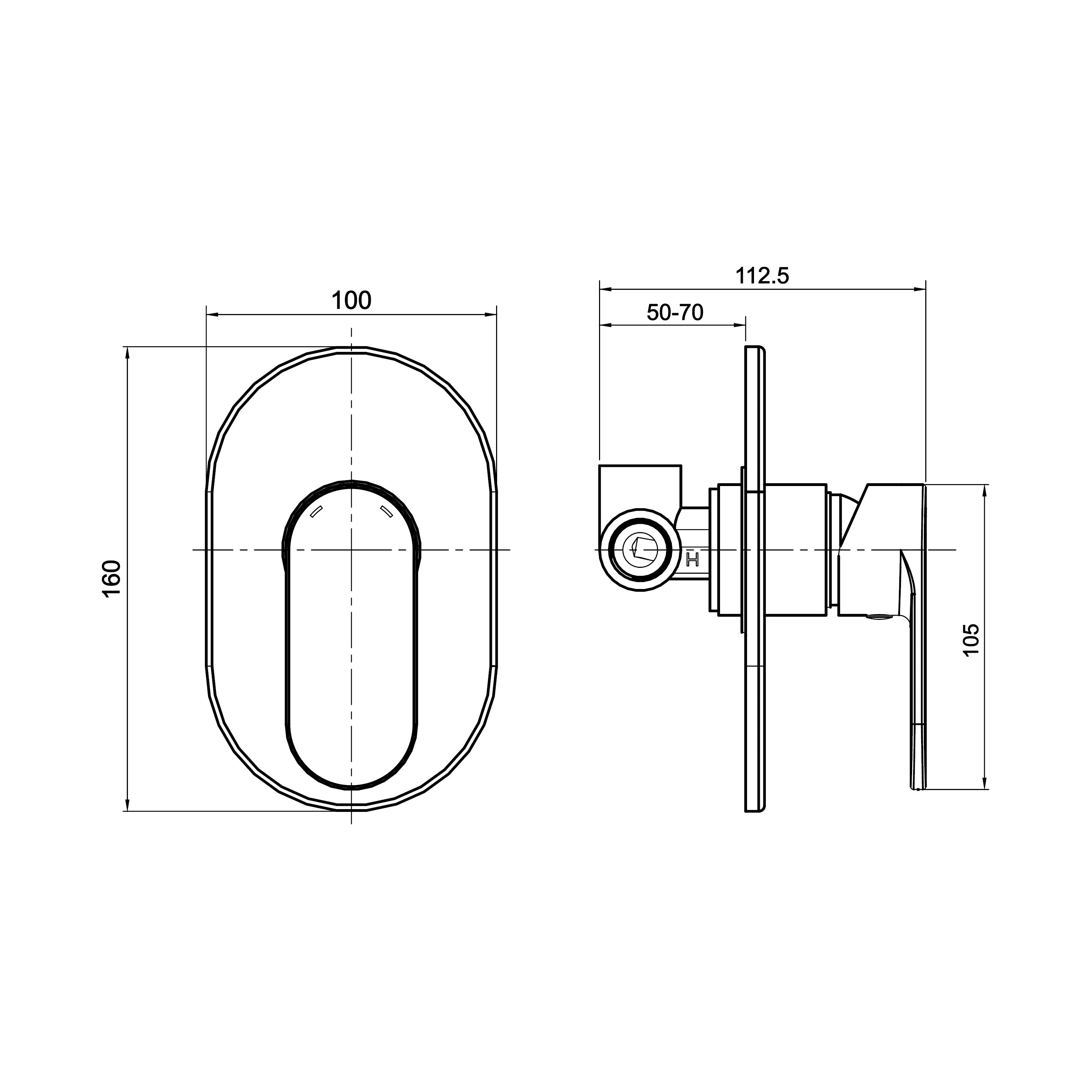 Round Arc concealed shower faucet
