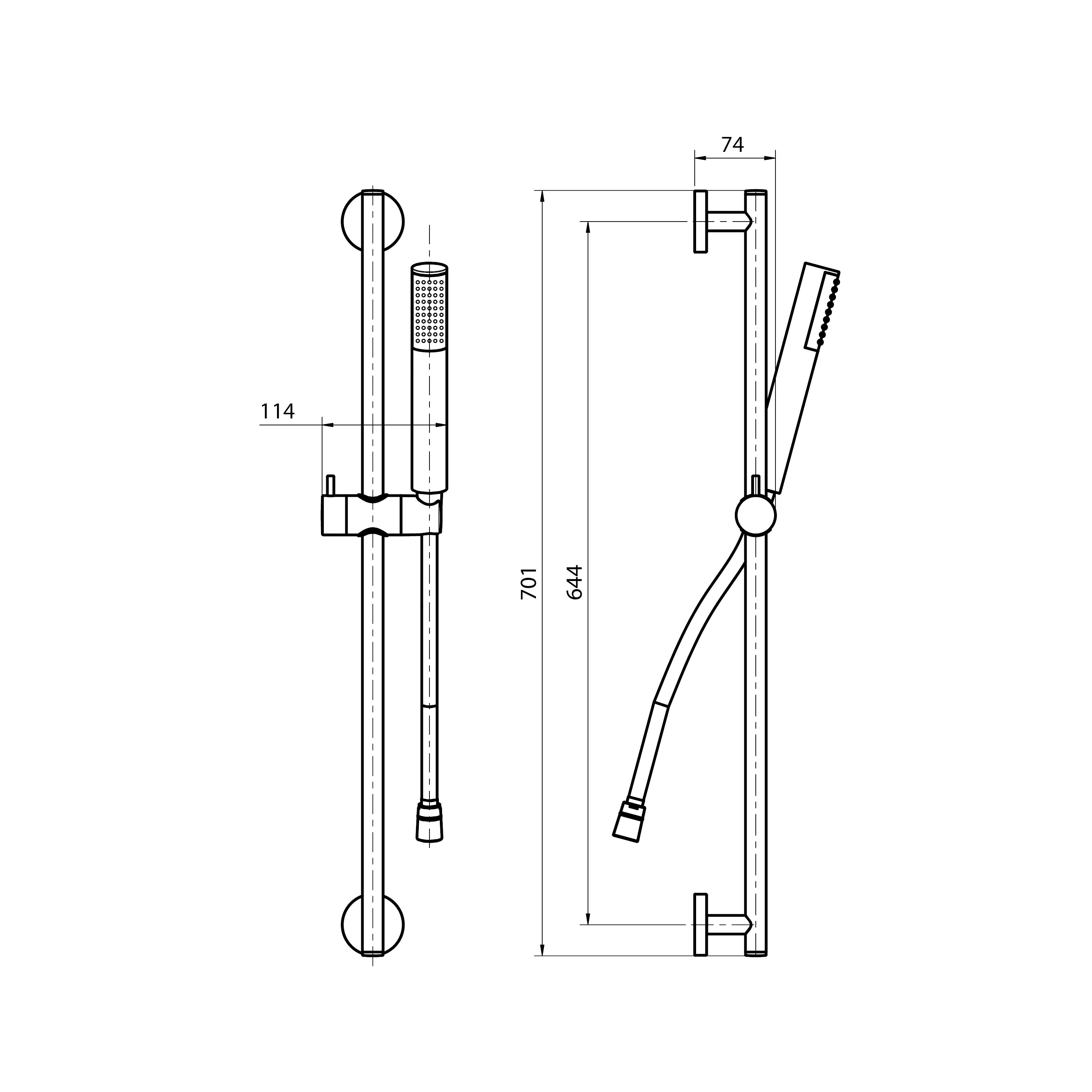 Round Duschset mit Stange