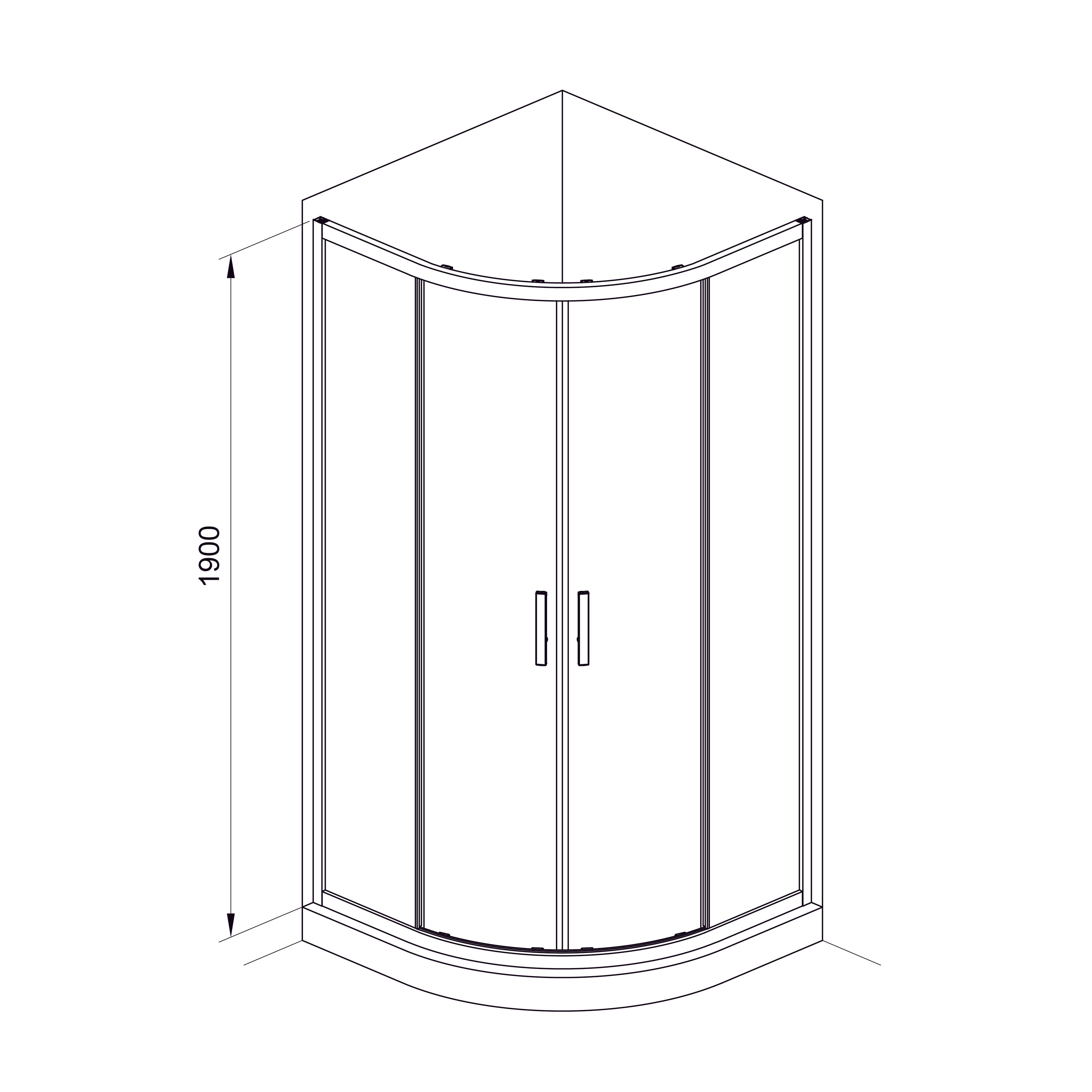 R80RG Душова кабіна ROUND напівкругла 800x800x1900 мм скло grape