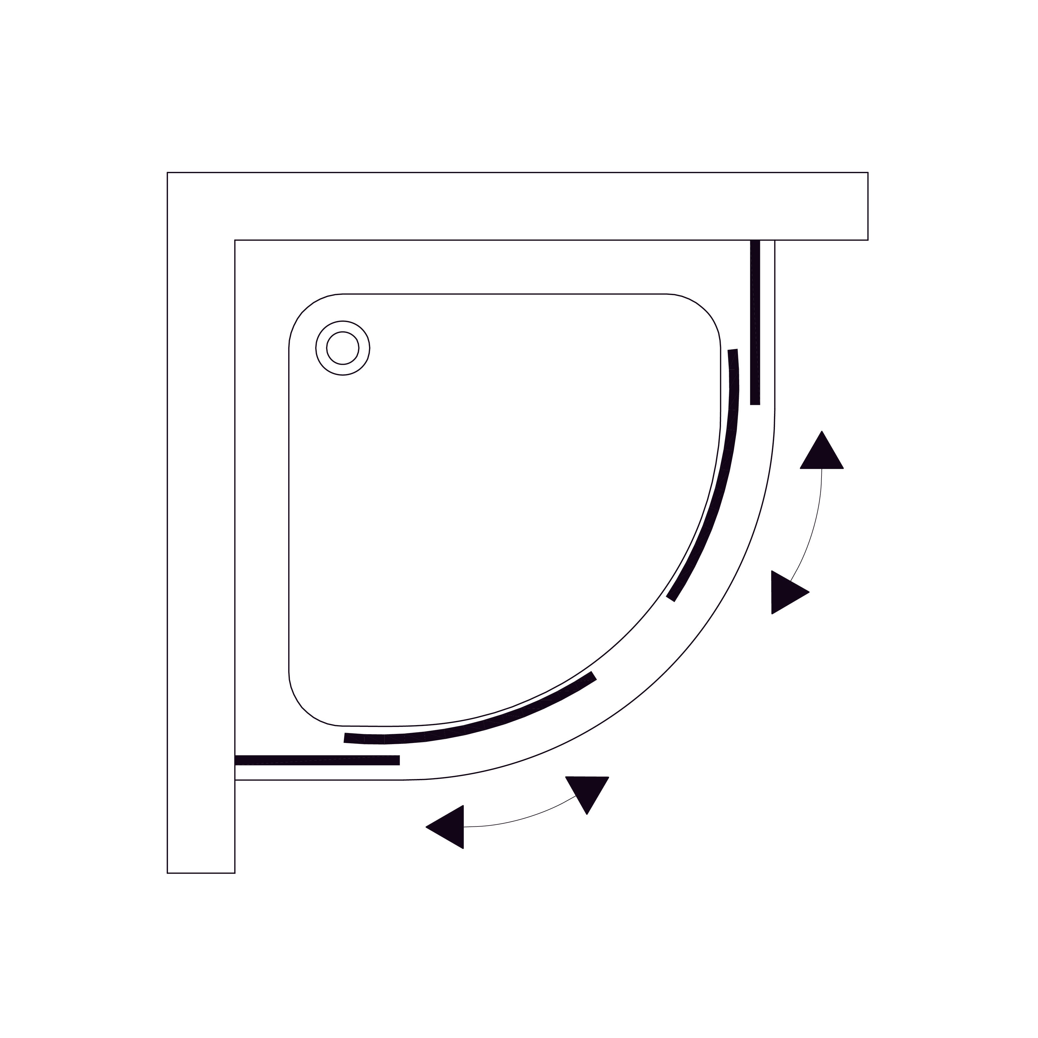 R80RGB Душова кабіна ROUND напівкругла чорна 800x800x1900 мм скло grape