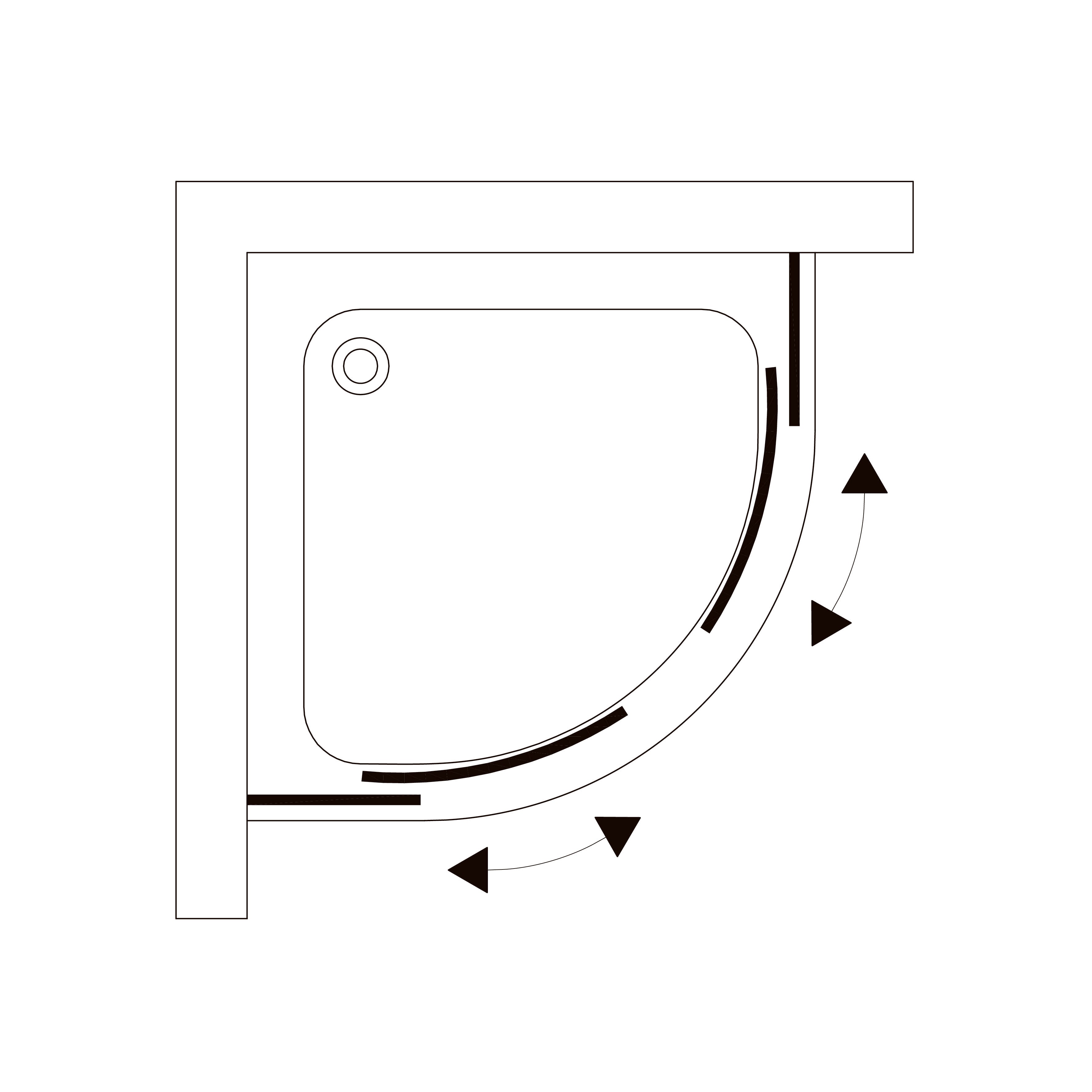 R80RGB Round quadrant shower enclosure, black, 800x800x1900mm, grape glass
