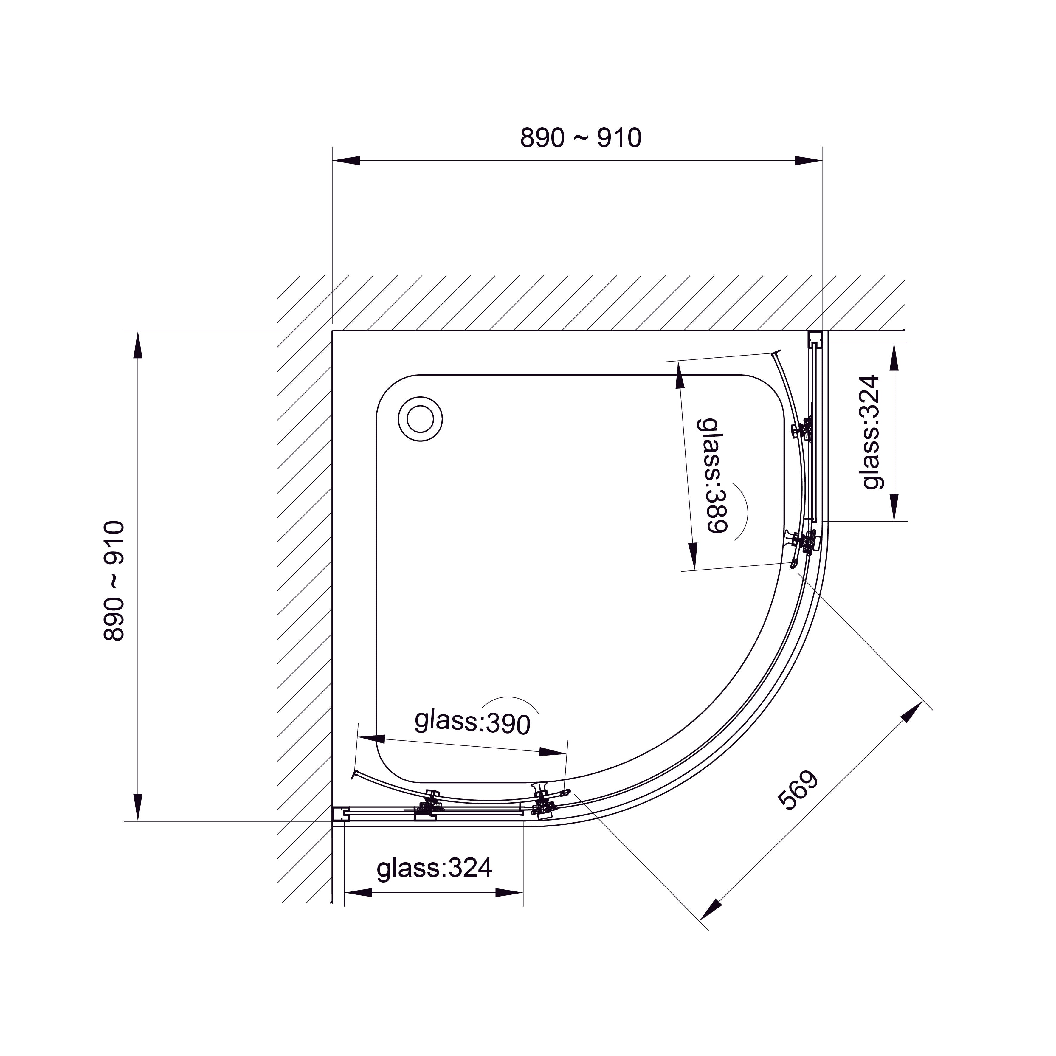 R90RG Душова кабіна ROUND напівкругла 900x900x1900 мм скло grape