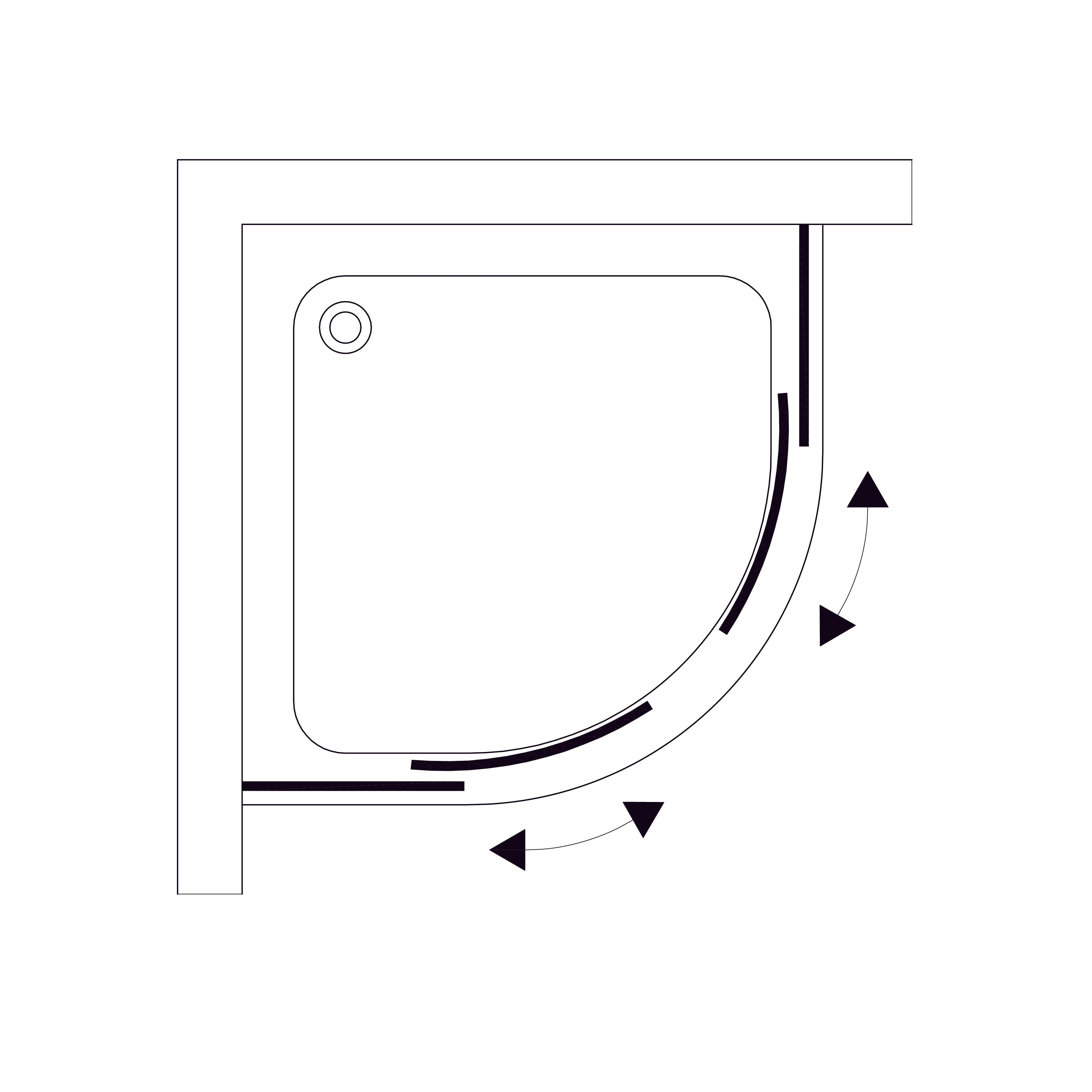 R90RCB Душова кабіна ROUND напівкругла чорна 900x900x1900 мм скло прозоре