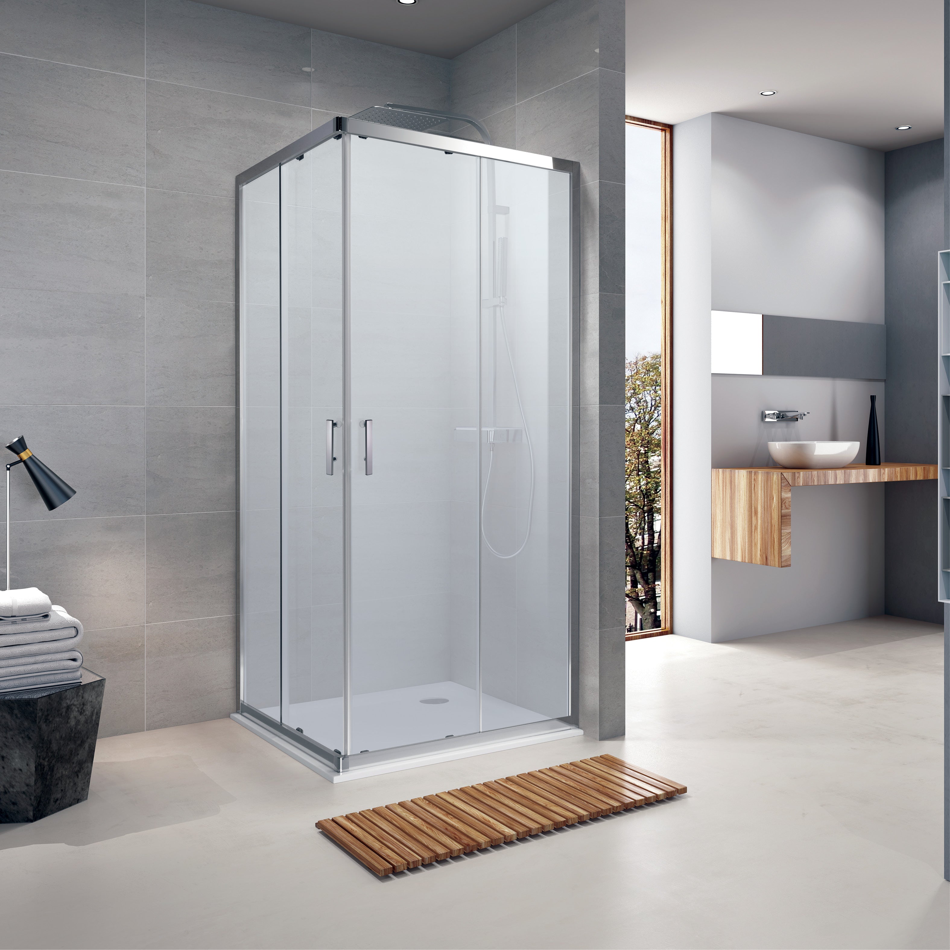 G90SG Душова кабіна GRACE квадратна 900x900x1900 мм скло grape