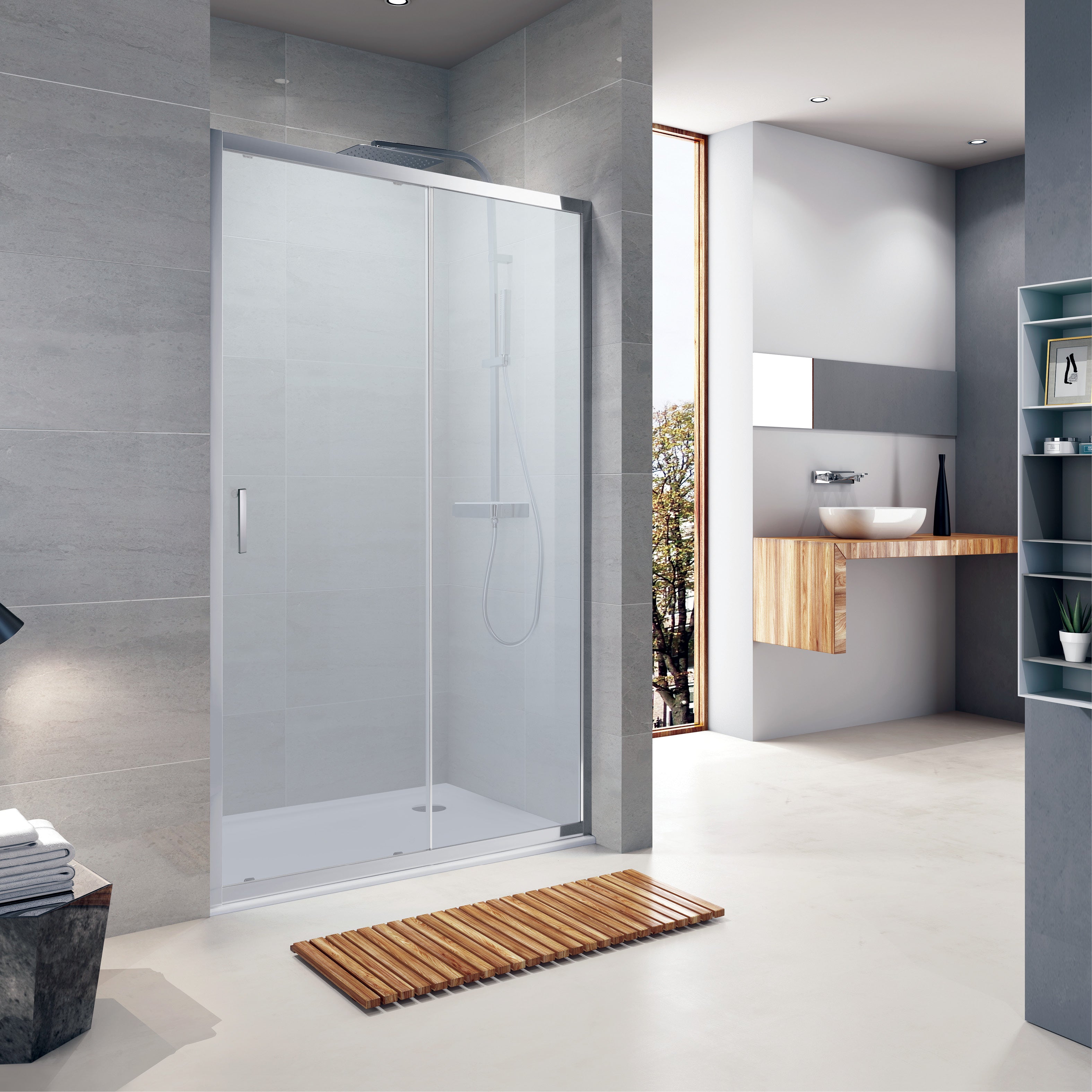 TD120G Puerta de ducha Trend de dos secciones 1200x1900 mm cristal grape