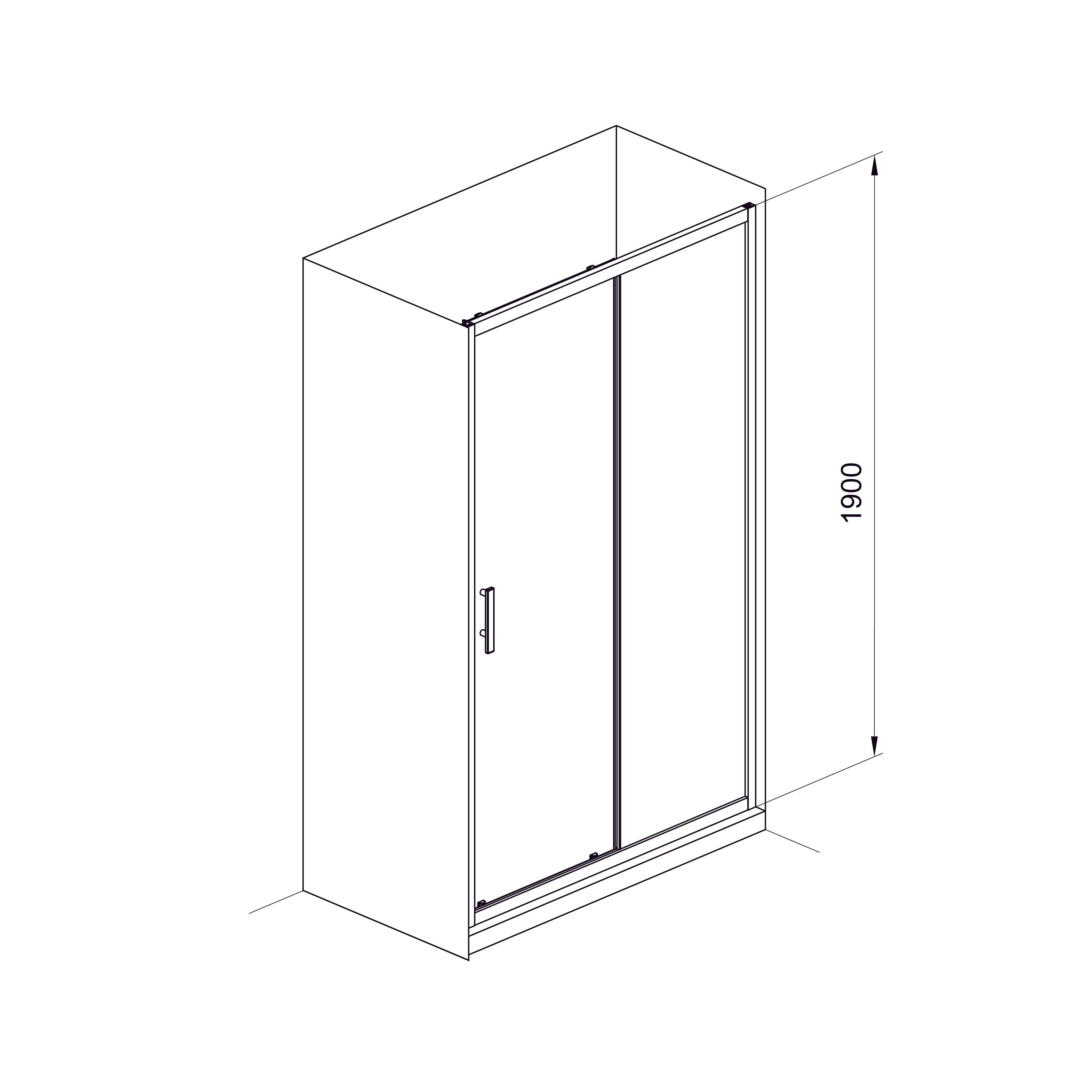 TD120GB Sprchové dveře Trend dvoudílné, černé, 1200x1900 mm, sklo grape