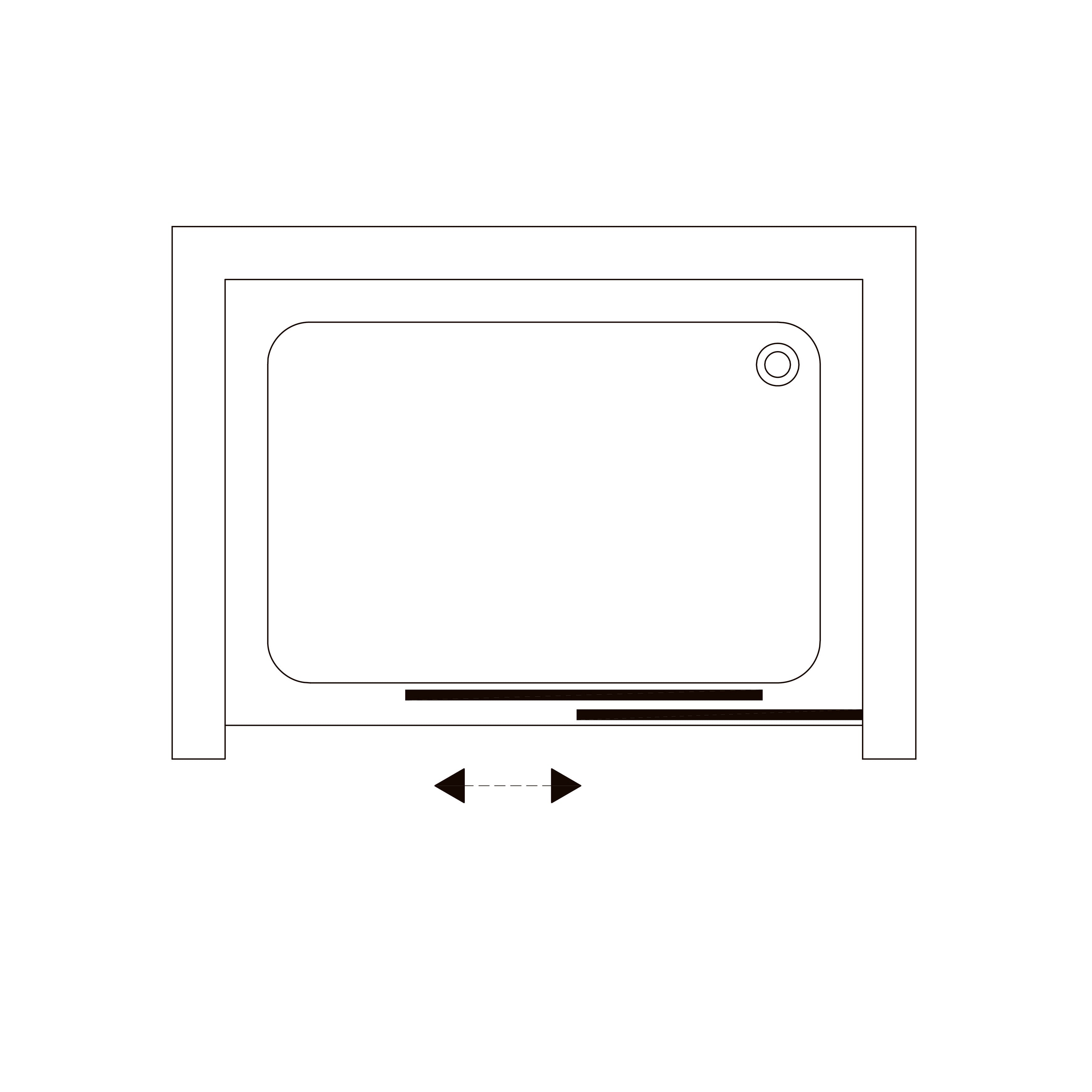 TD120CB Puerta de ducha Trend de dos secciones negra 1200x1900 mm, cristal clear