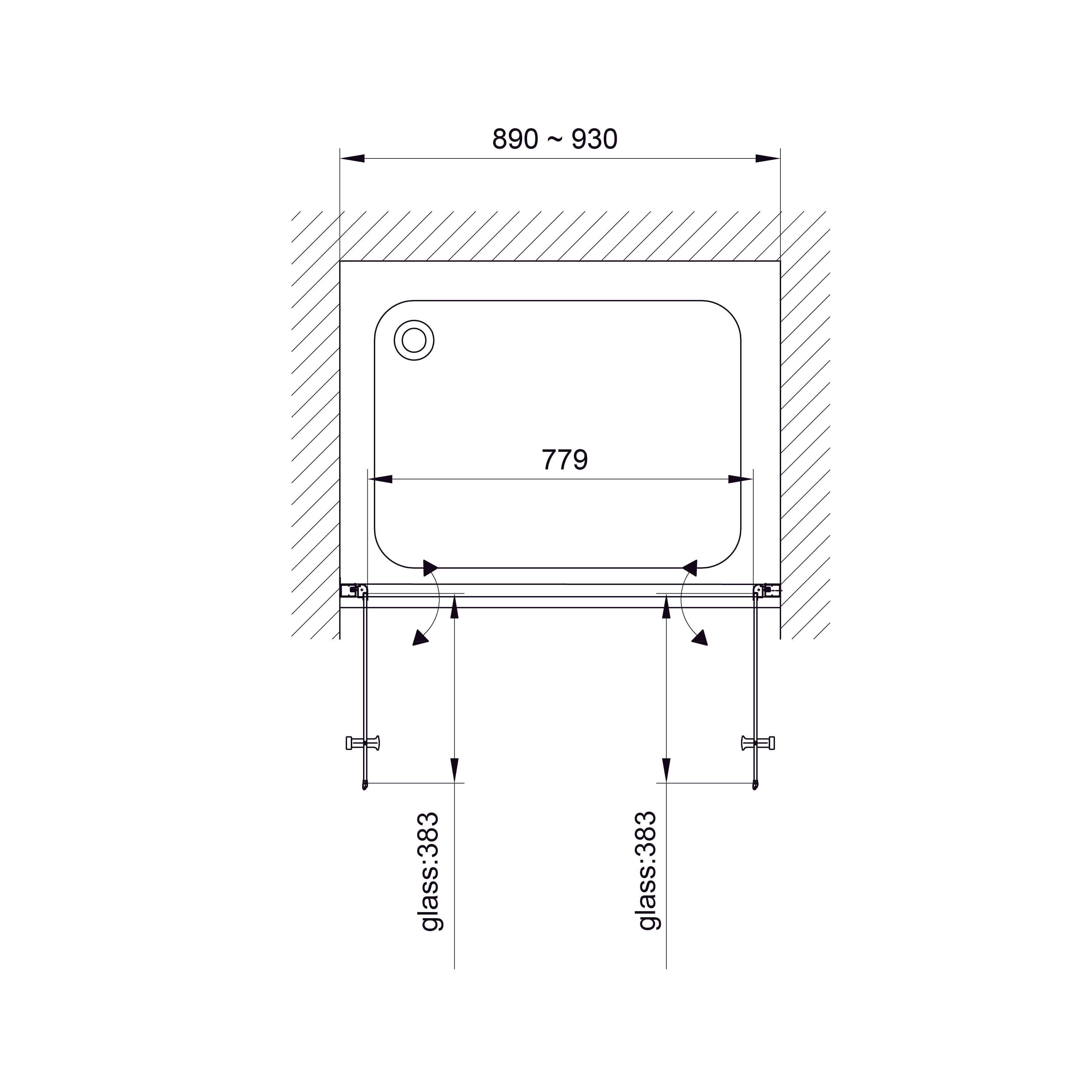 ND90C Душові двері NEON двосекційні 900x1900 мм скло прозоре