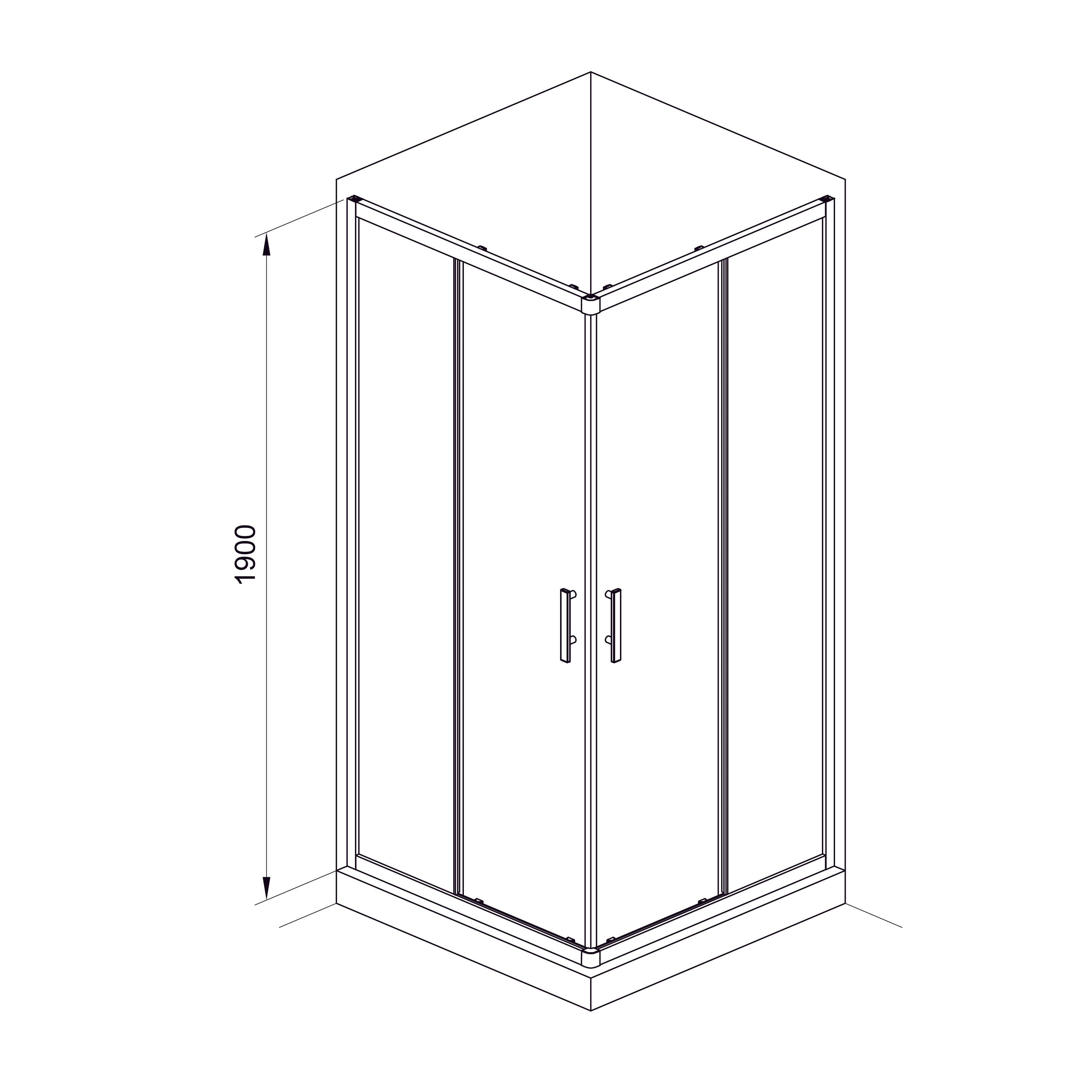 G90SCB Душова кабіна GRACE квадратна чорна 900x900x1900 мм скло прозоре