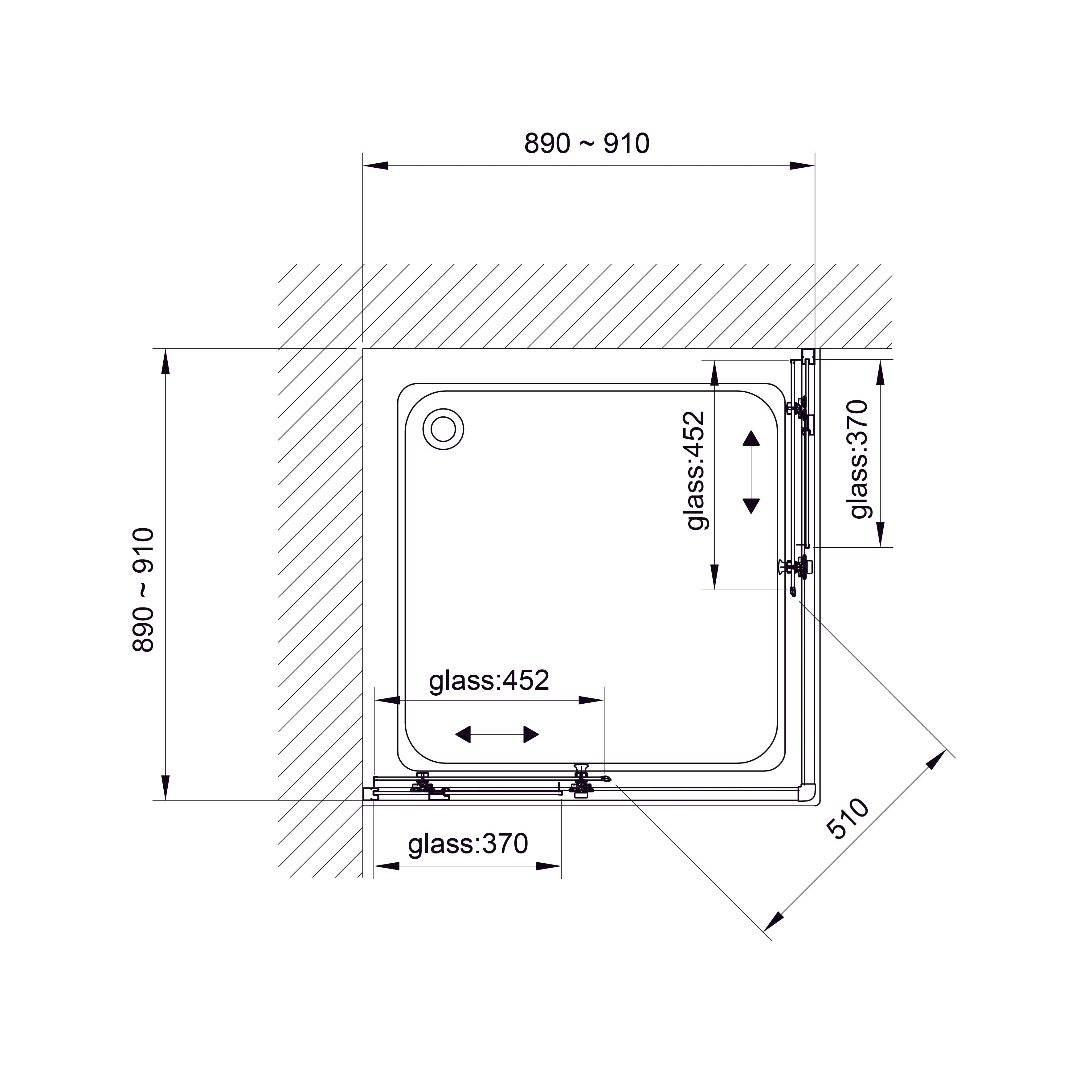 G90SC Cabina de ducha Grace cuadrada 900x900x1900 mm, cristal clear