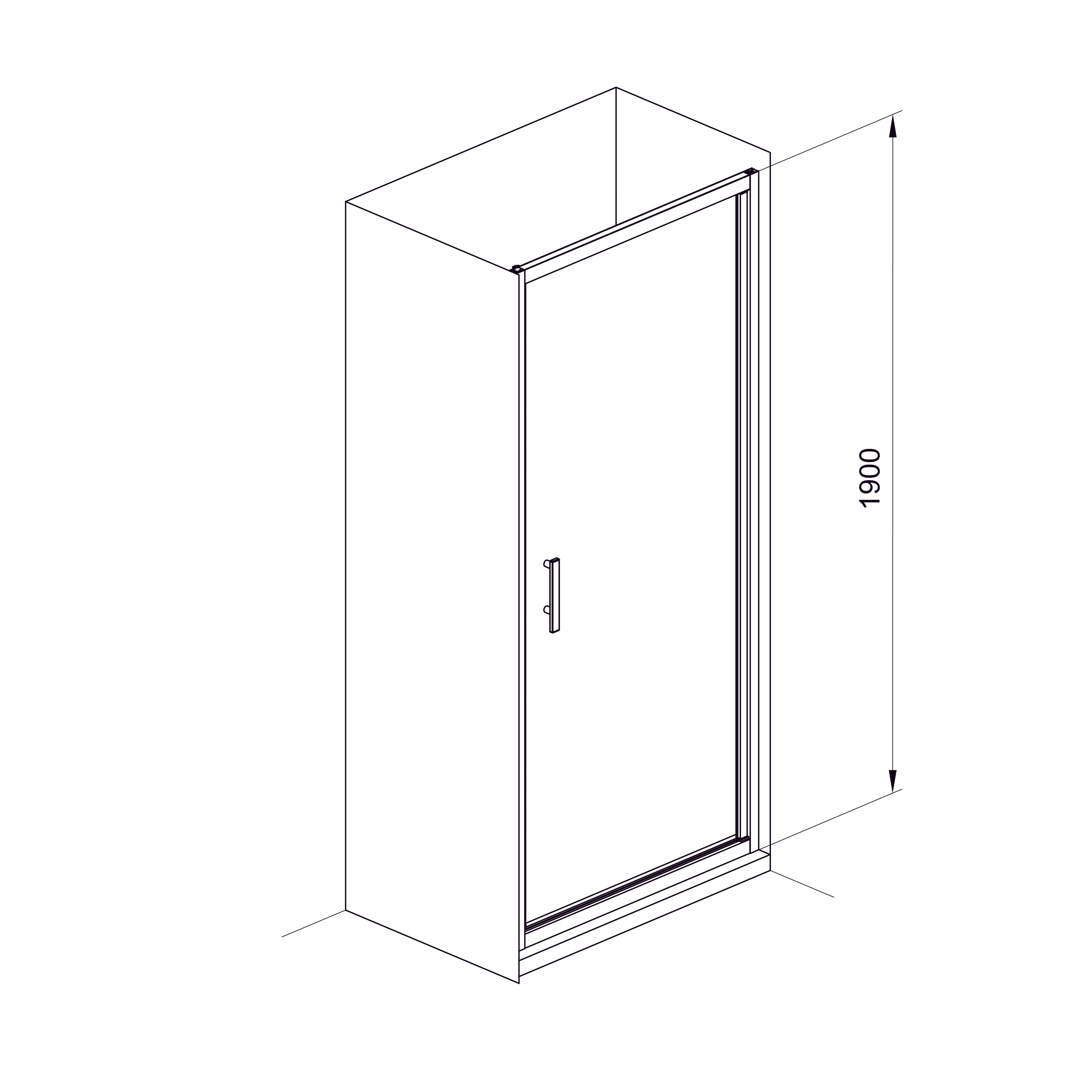 NS90GB Душові двері NEON односекційні розпашні чорні 900x1900 мм скло grape