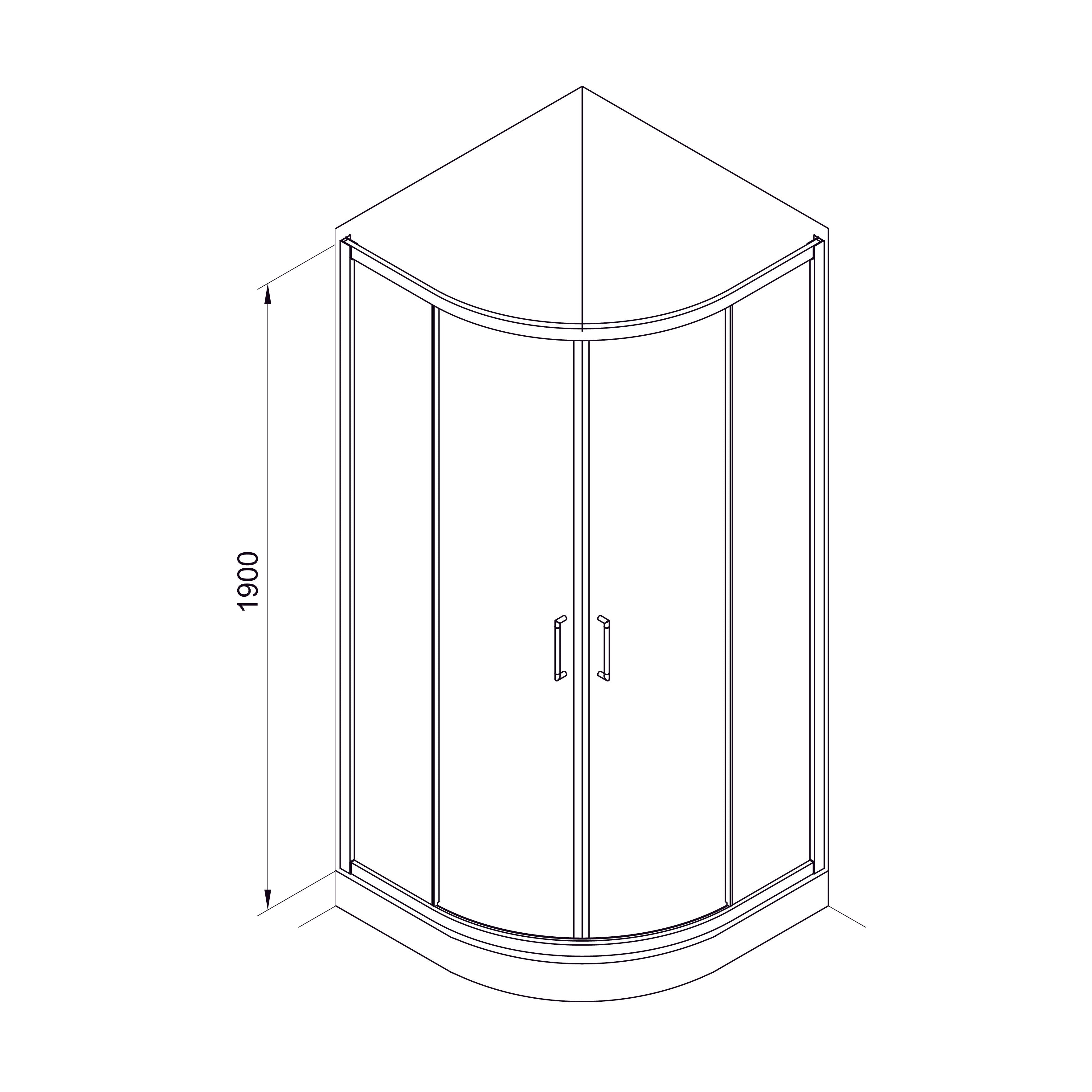 S90RC Душова кабіна STYLE напівкругла 900x900x1900 мм скло прозоре