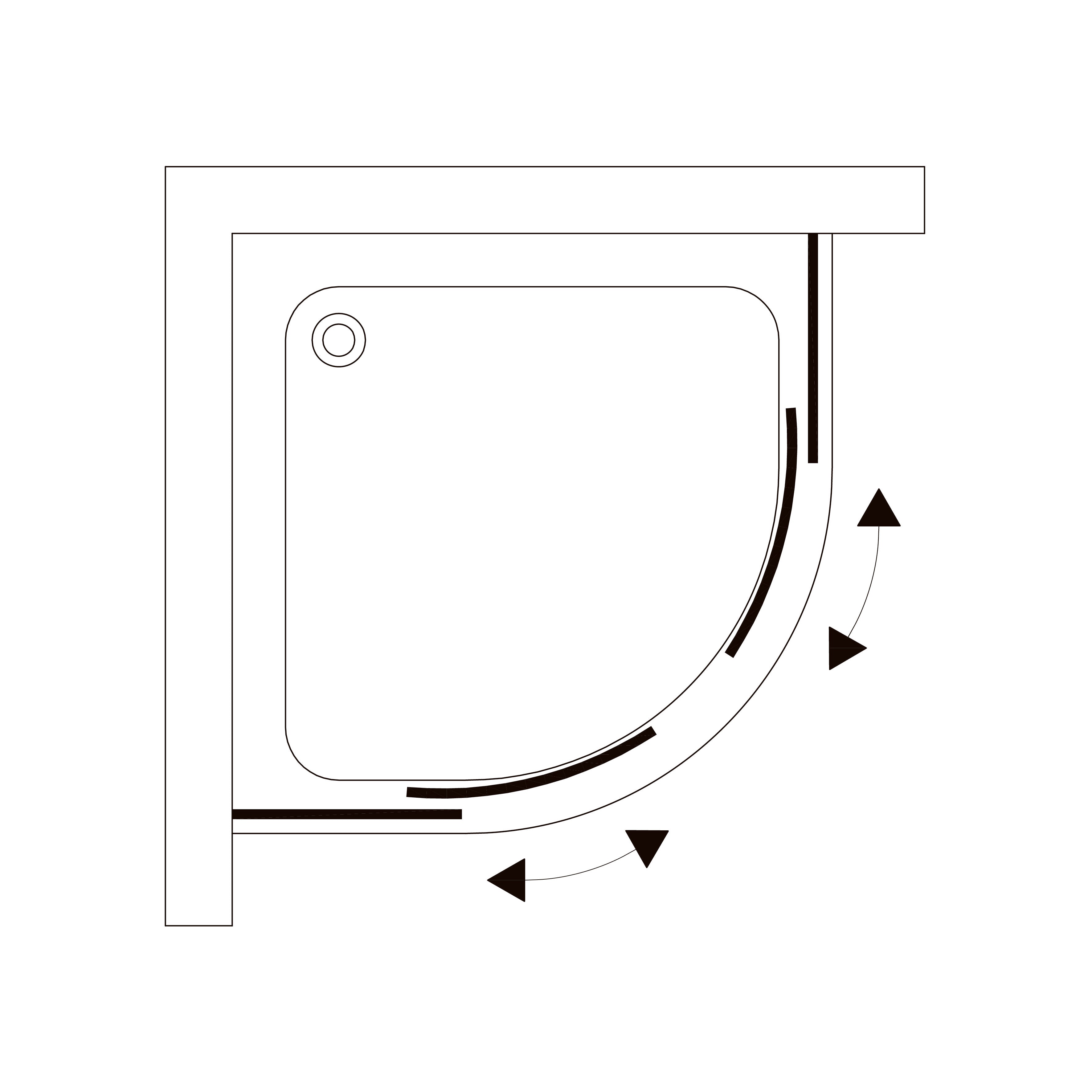 S90RC Cabina de ducha Style semicircular 900x900x1900 mm cristal clear