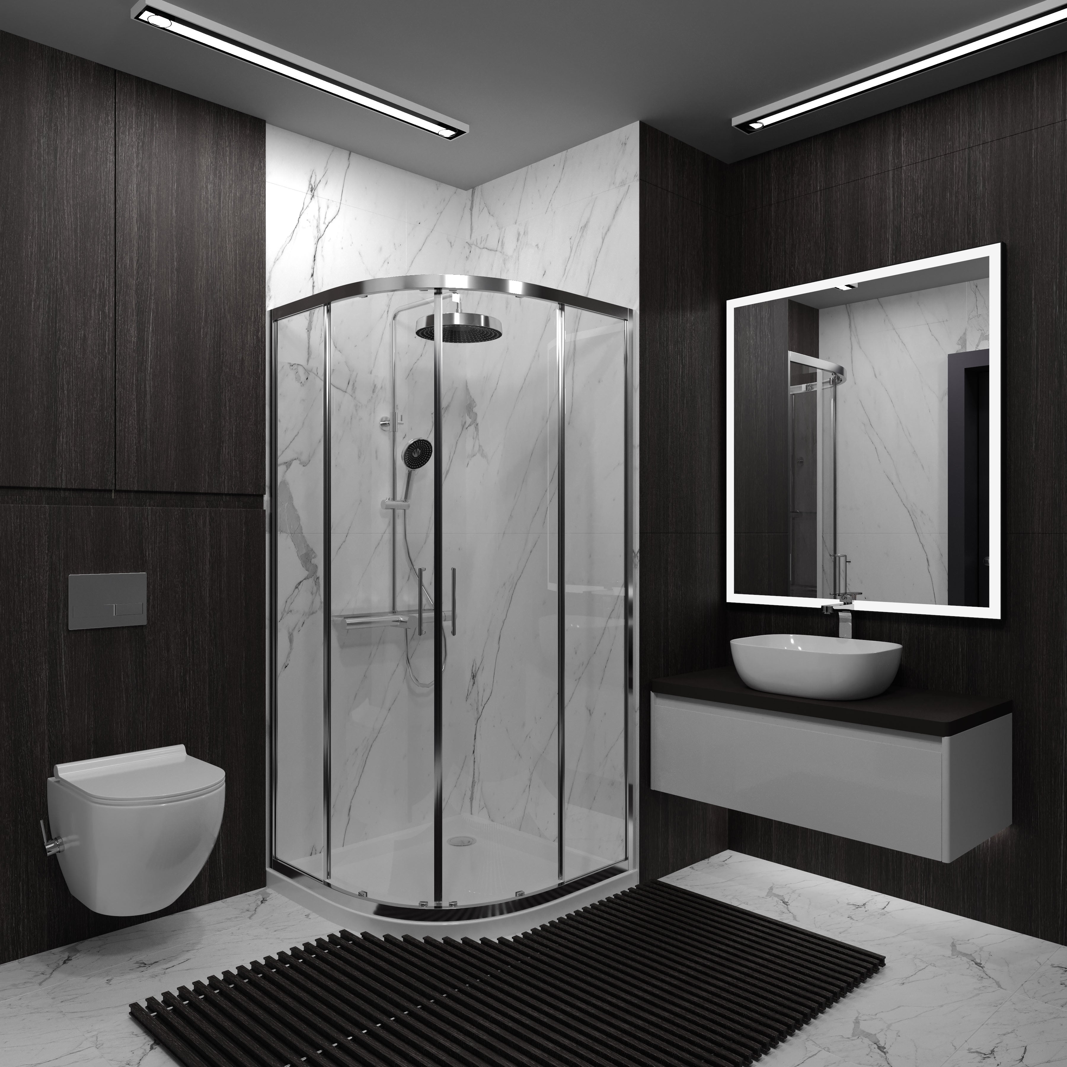 S90RC Душова кабіна STYLE напівкругла 900x900x1900 мм скло прозоре