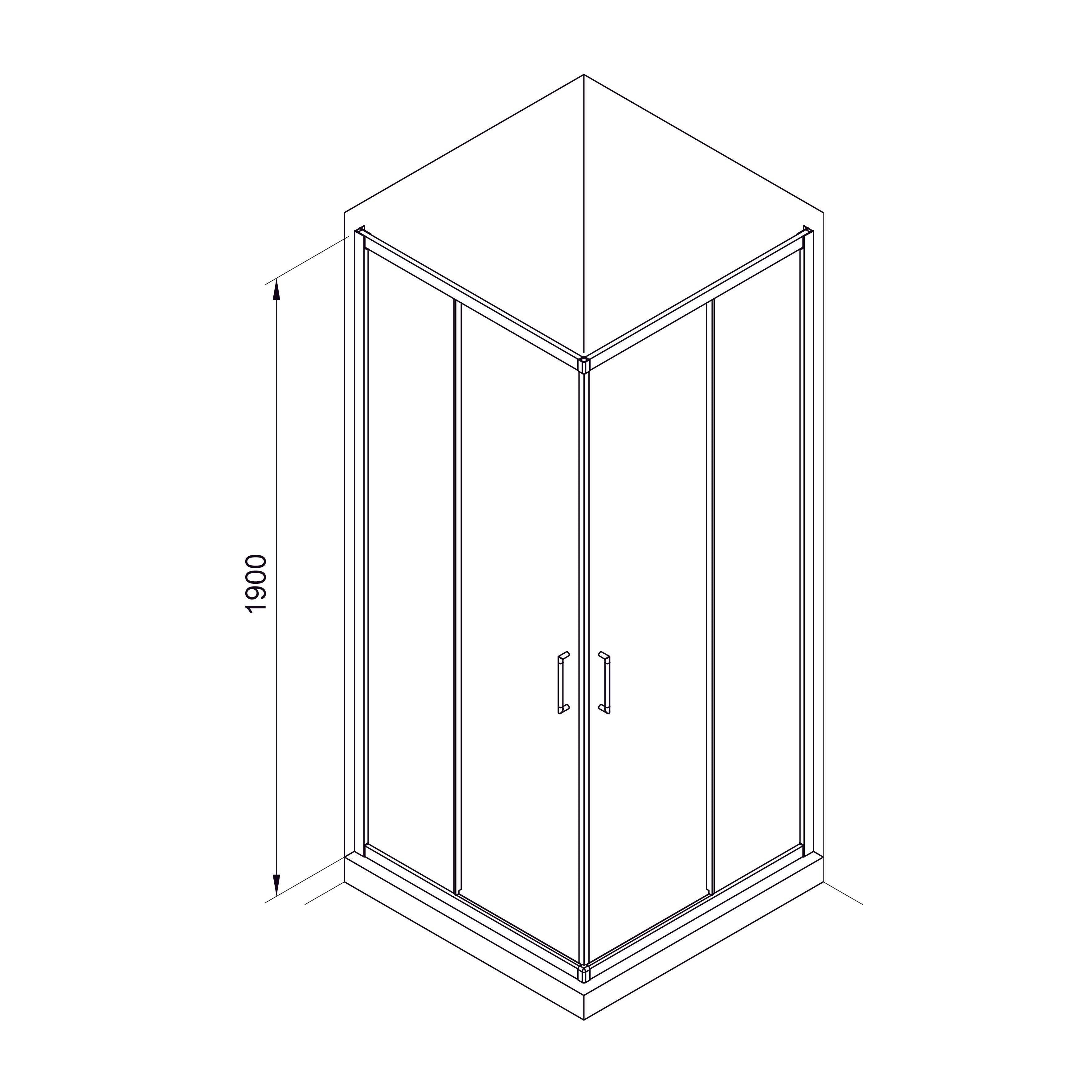 S90SC Душова кабіна STYLE квадратна 900x900x1900 мм скло прозоре