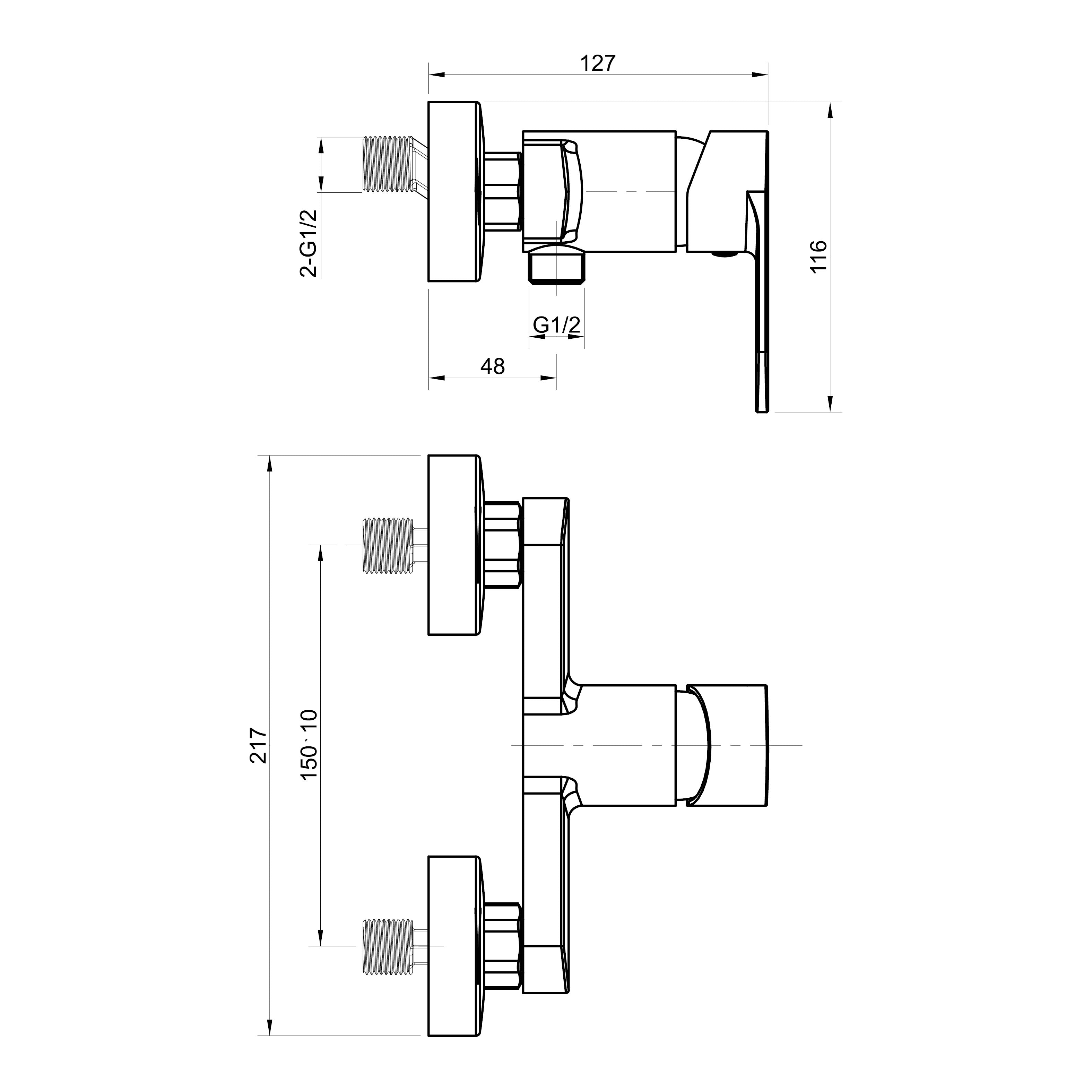 Round Arc grifo monomando para ducha de 35 mm