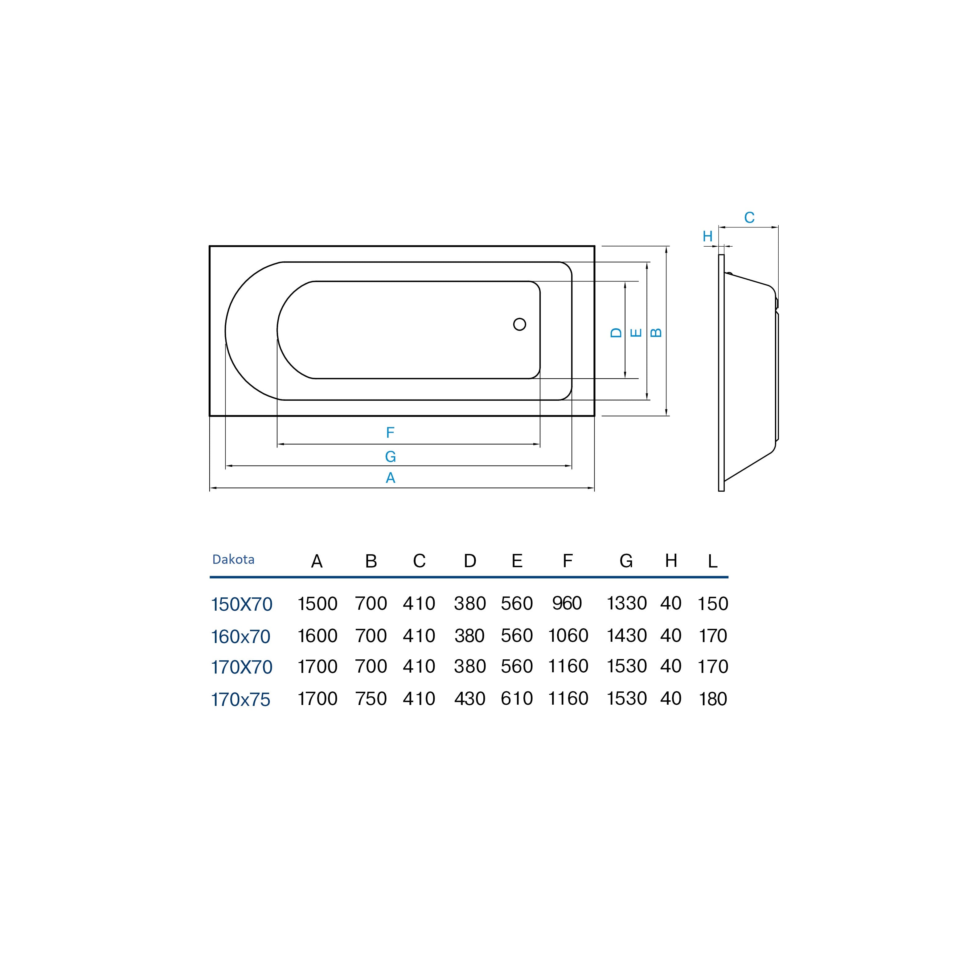 Ванна Dakota 170x70