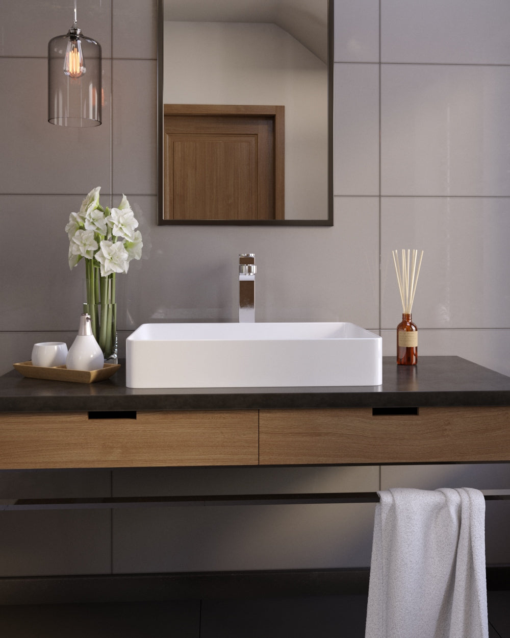 Kvadro countertop washbasin 600x405 mm