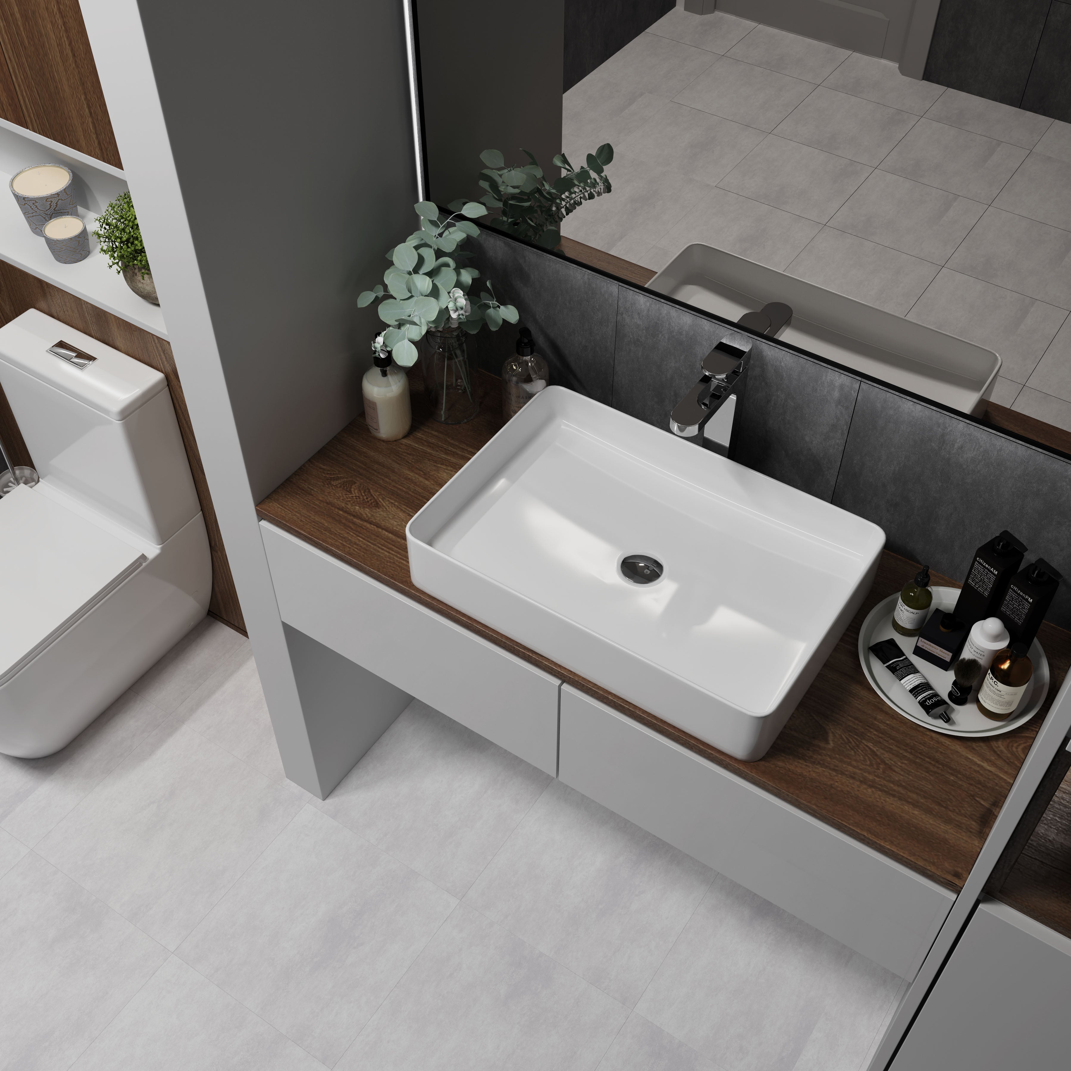 Kvadro umyvadlo na desku 600x405 mm