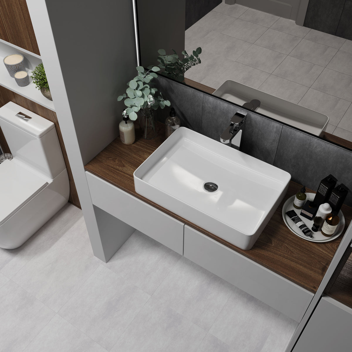 Kvadro countertop washbasin 600x405 mm