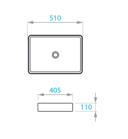 Kvadro lavabo de encimera 510x405 mm