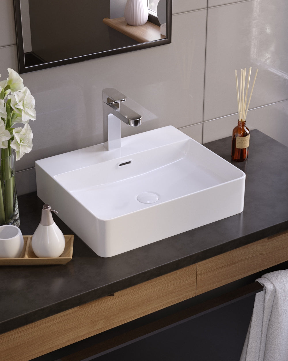 Kvadro countertop washbasin 500x420 mm