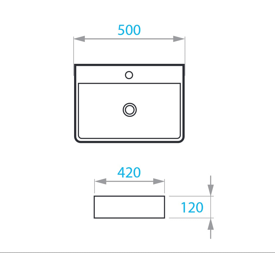 Kvadro umyvadlo na desku 500x420 mm