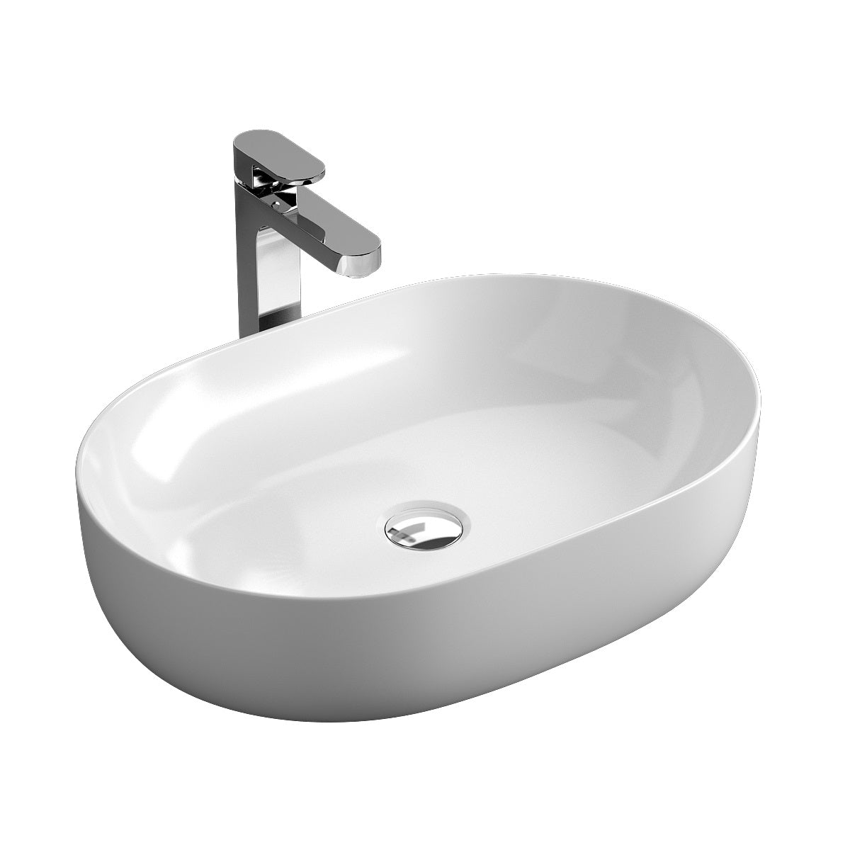 Round countertop washbasin 600x415 mm