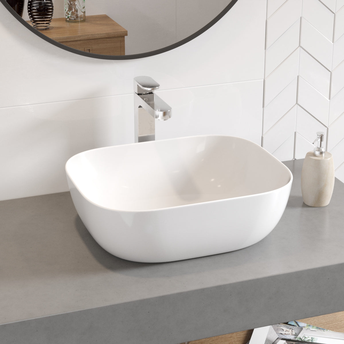 Round countertop washbasin 490x395 mm