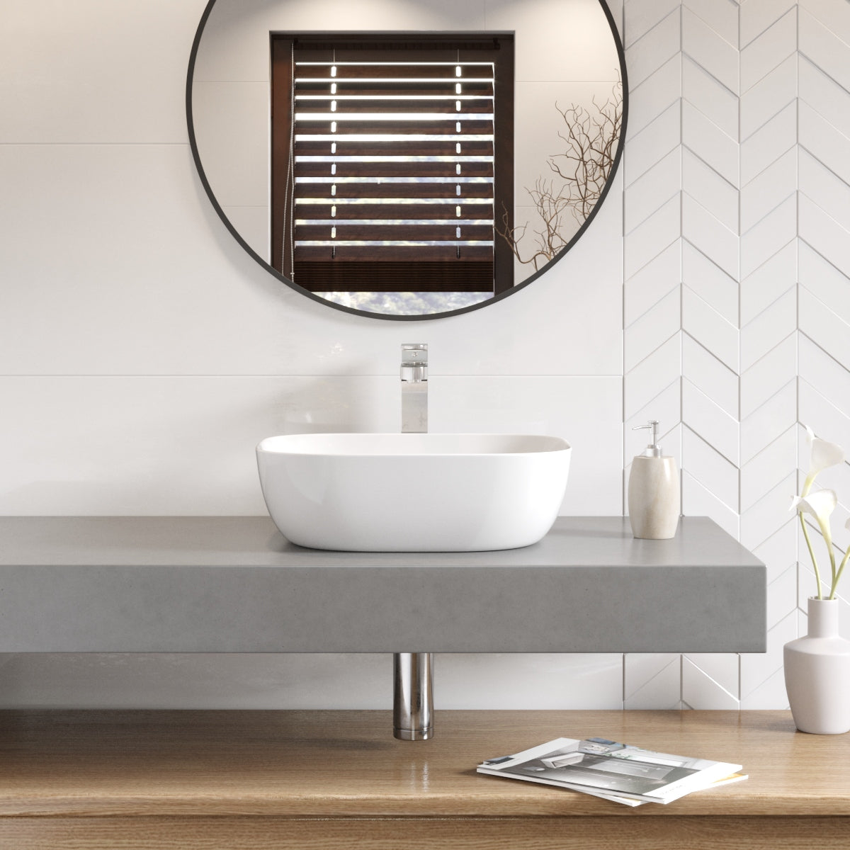 Round countertop washbasin 490x395 mm