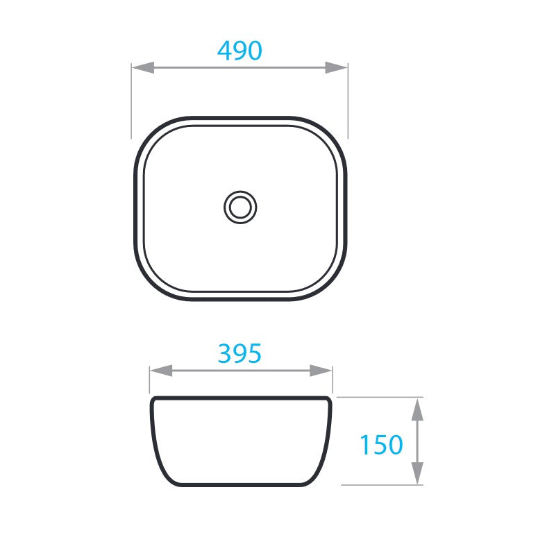 Round countertop washbasin 490x395 mm