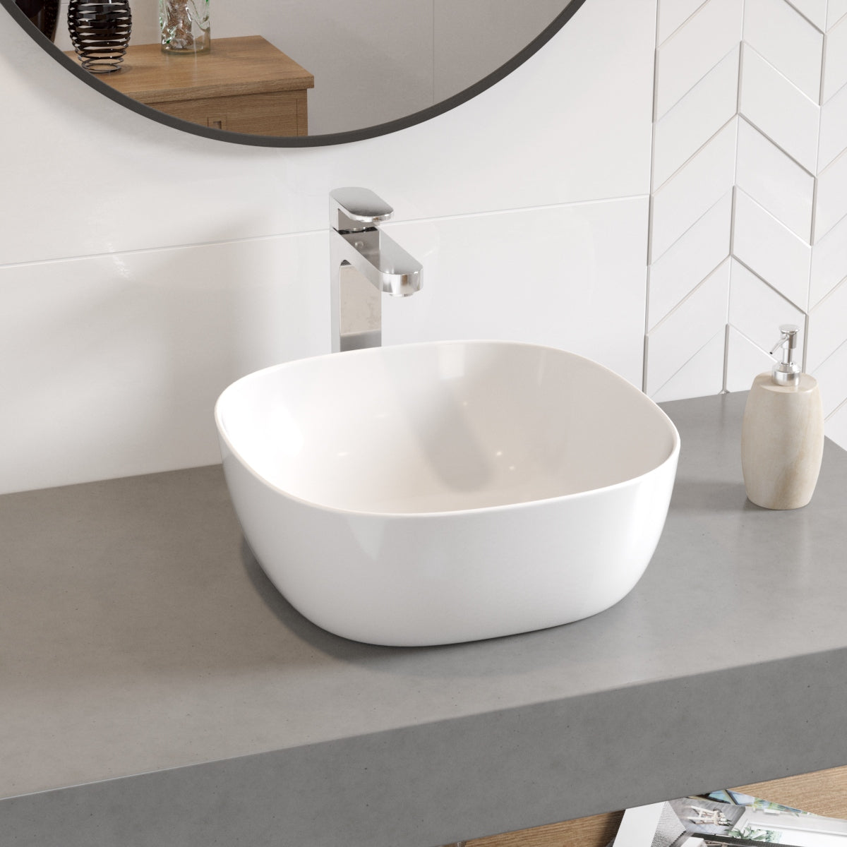 Round umywalka nablatowa 410x410 mm