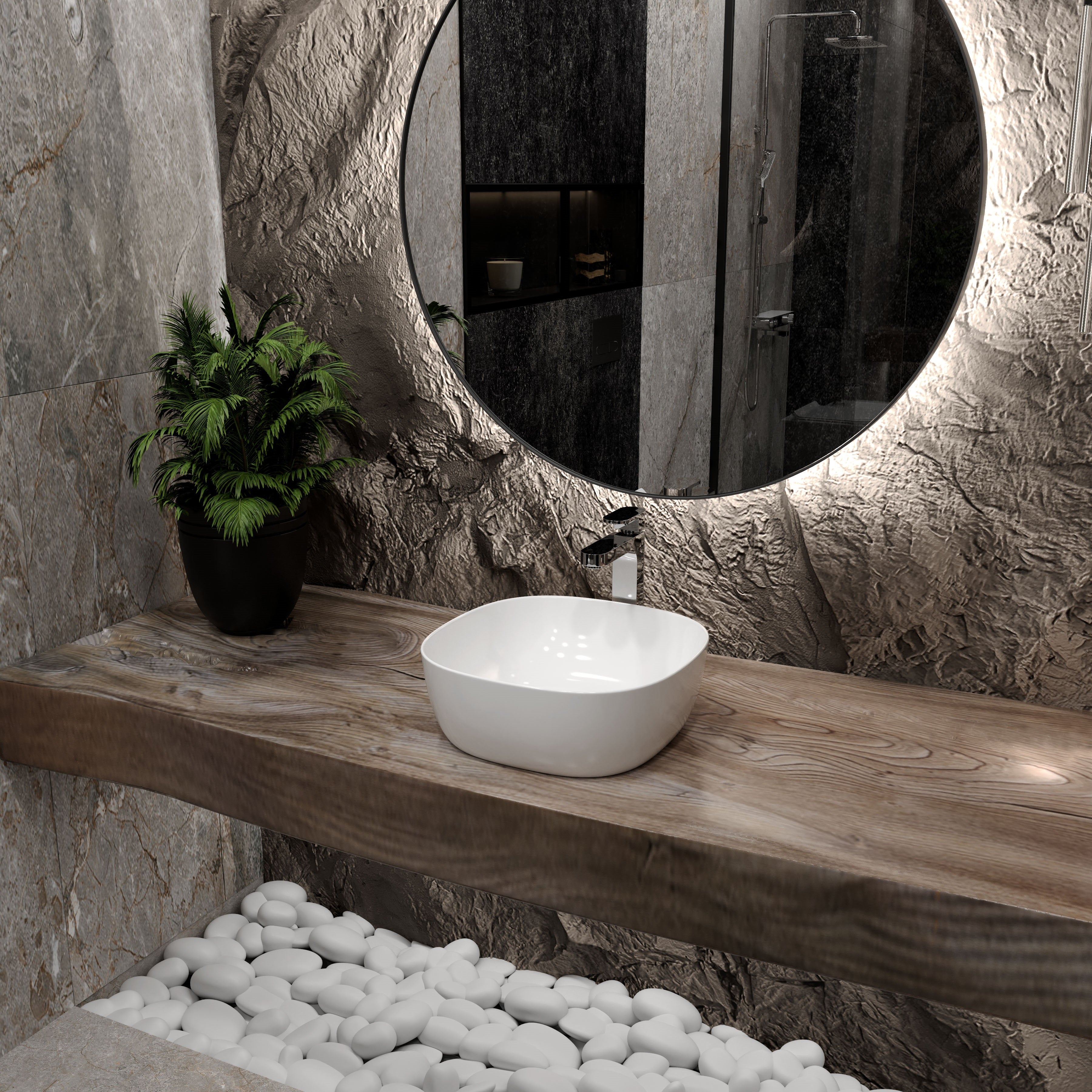 Round countertop washbasin 410x410 mm