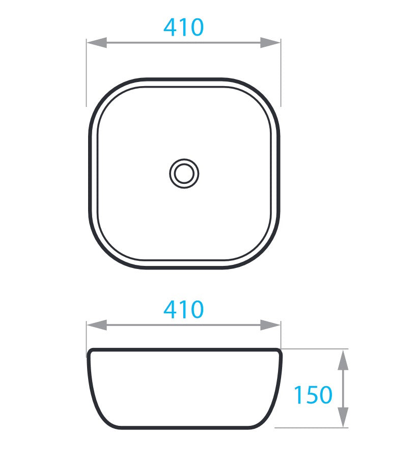 Round countertop washbasin 410x410 mm