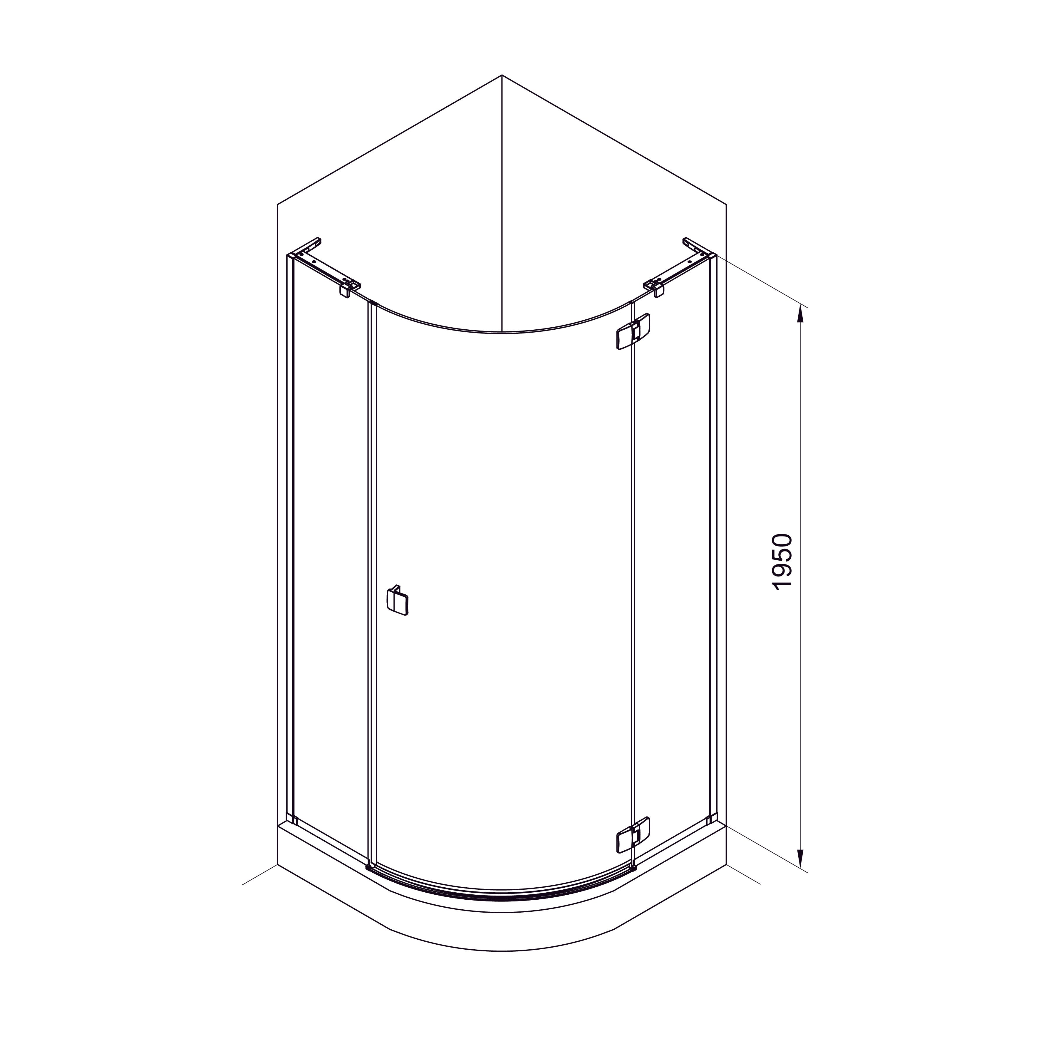 N90RС Душова кабіна NEON напівкругла Chrome 900x900x1950 мм скло 8мм прозоре