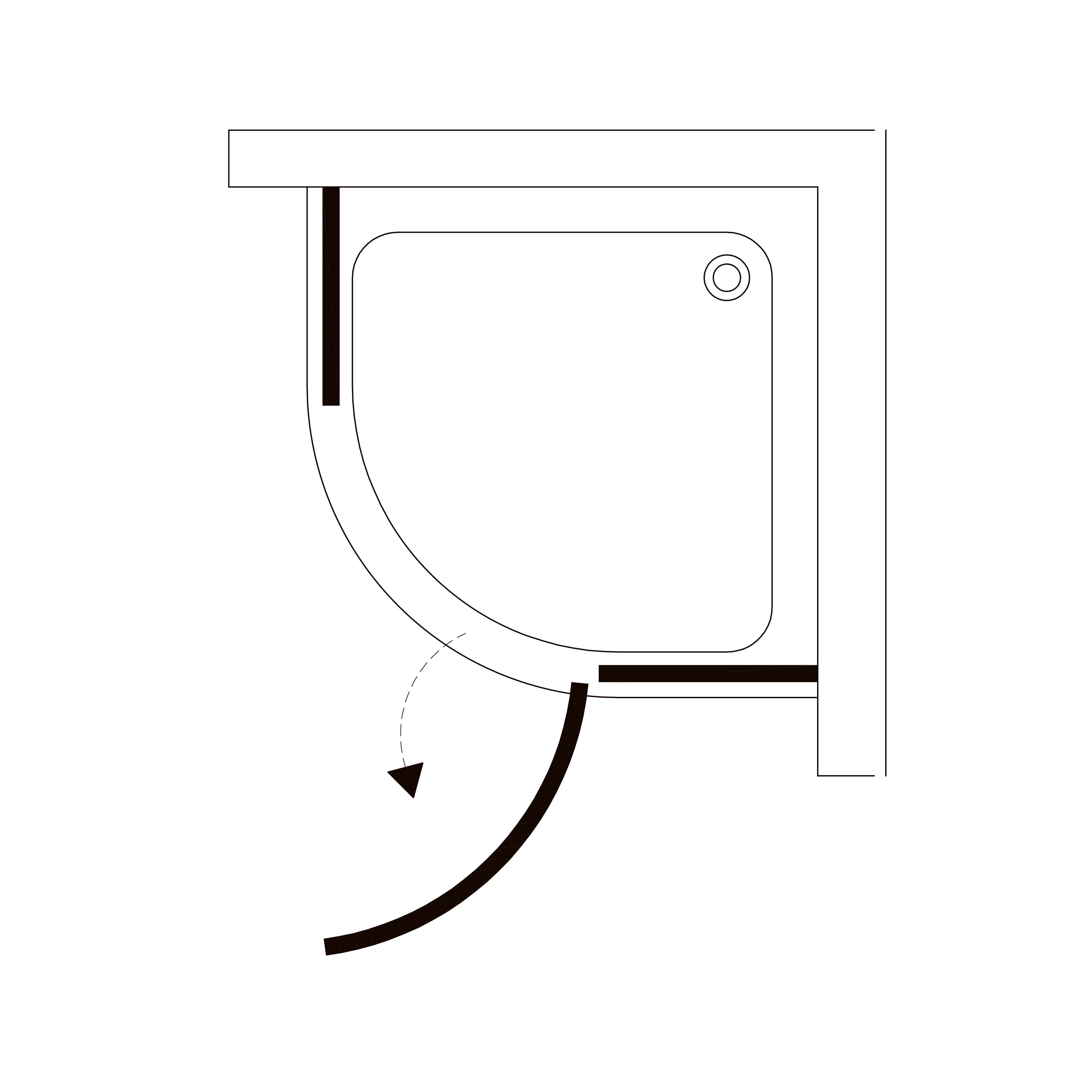 N90RC Cabina de ducha Neon semicircular Cromo 900x900x1950 mm cristal clear 8 mm