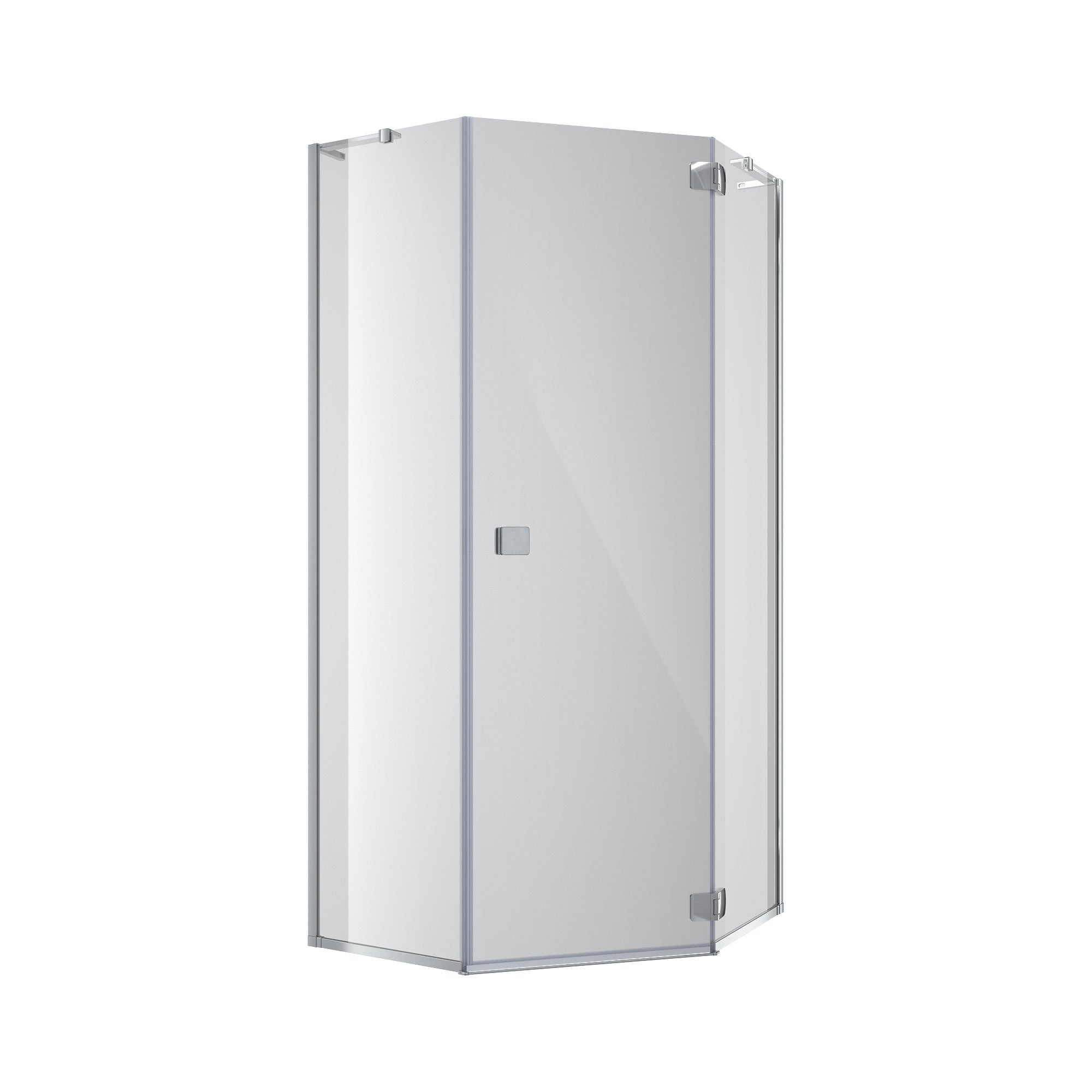 N90PС Душова кабіна NEON пентагональна Chrome 900x900x1950 мм скло 8мм прозоре (2 частини)