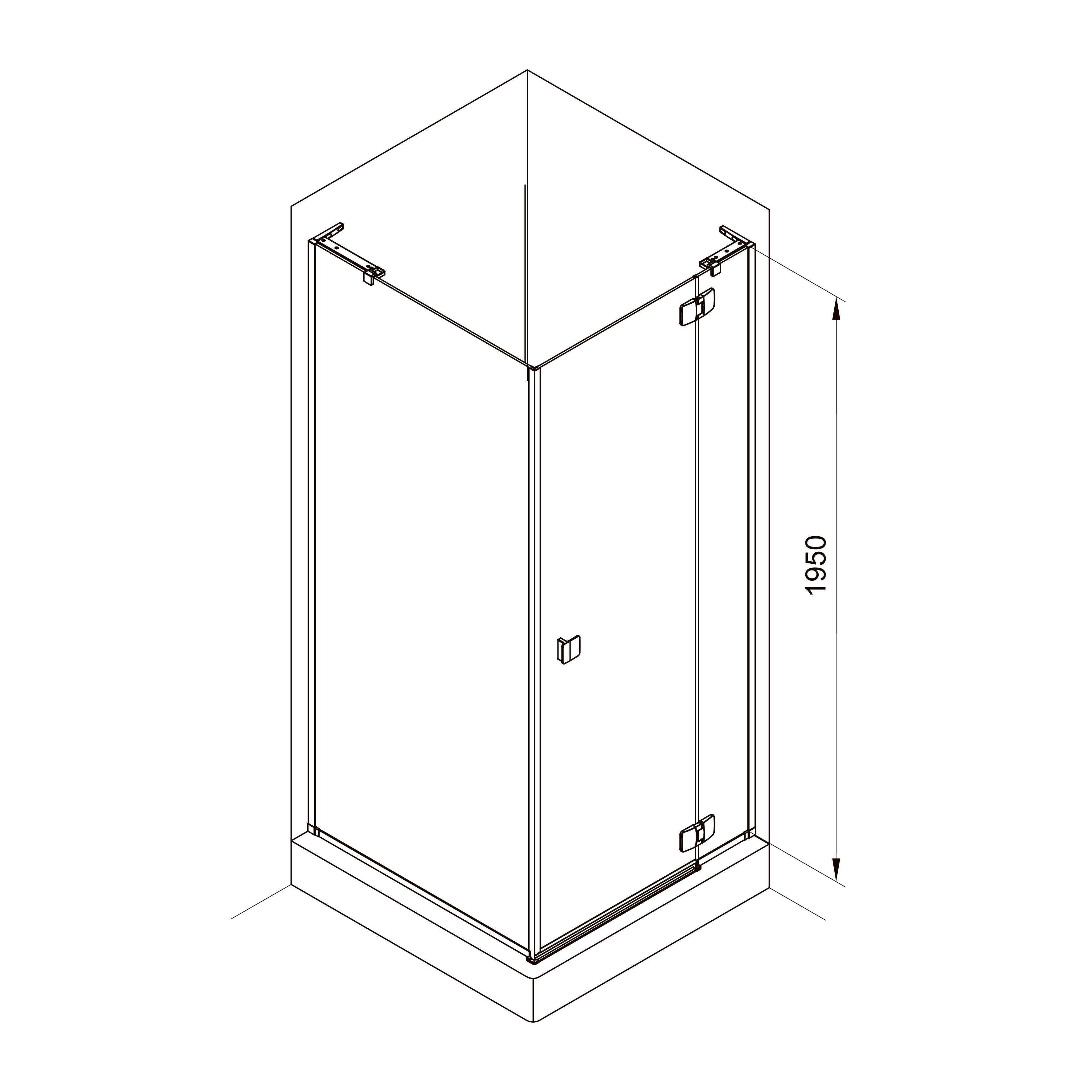 N90KC Cabina de ducha Neon cuadrada Cromo 900x900x1950 mm cristal clear 8 mm (2 partes)