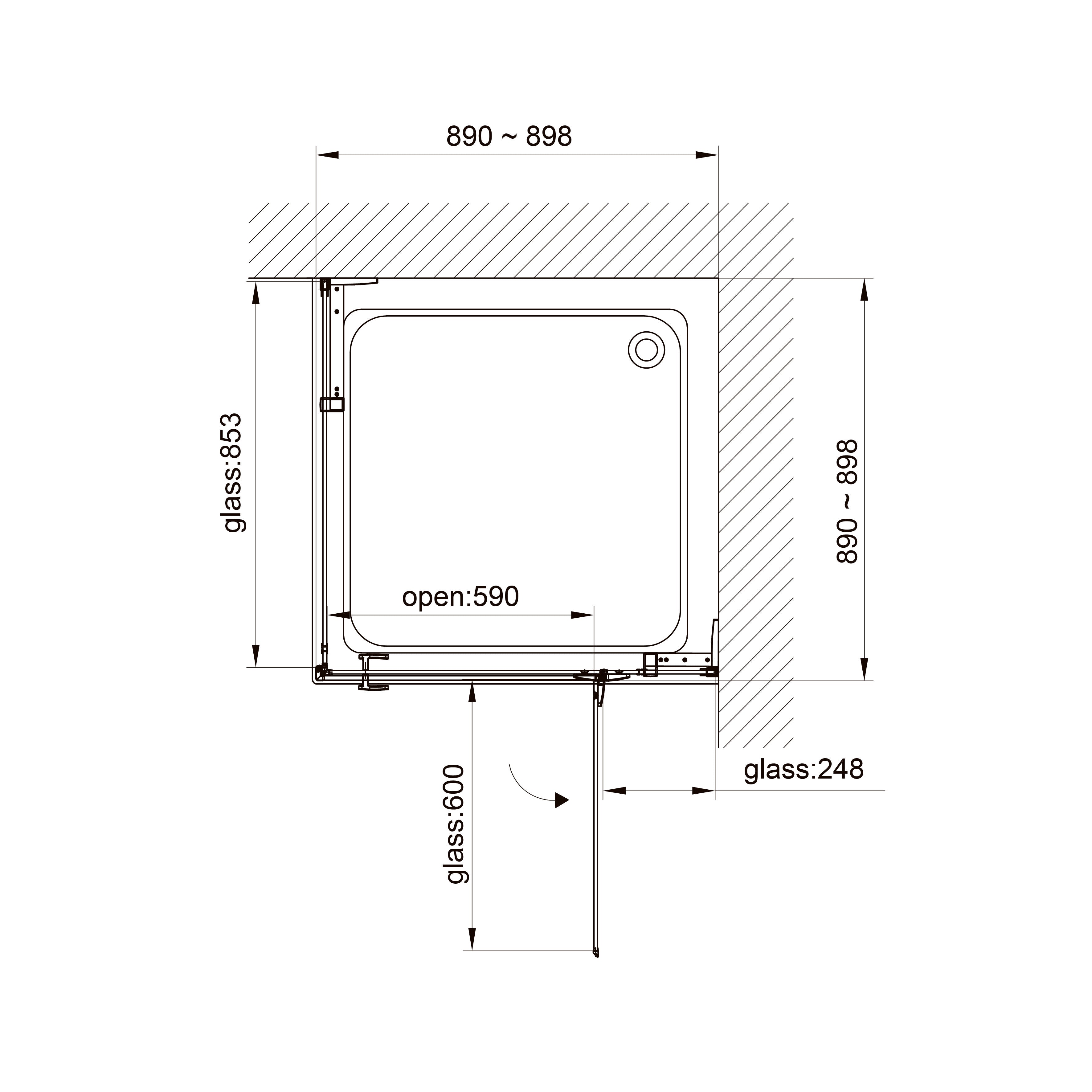 N90KC Cabina de ducha Neon cuadrada Cromo 900x900x1950 mm cristal clear 8 mm (2 partes)