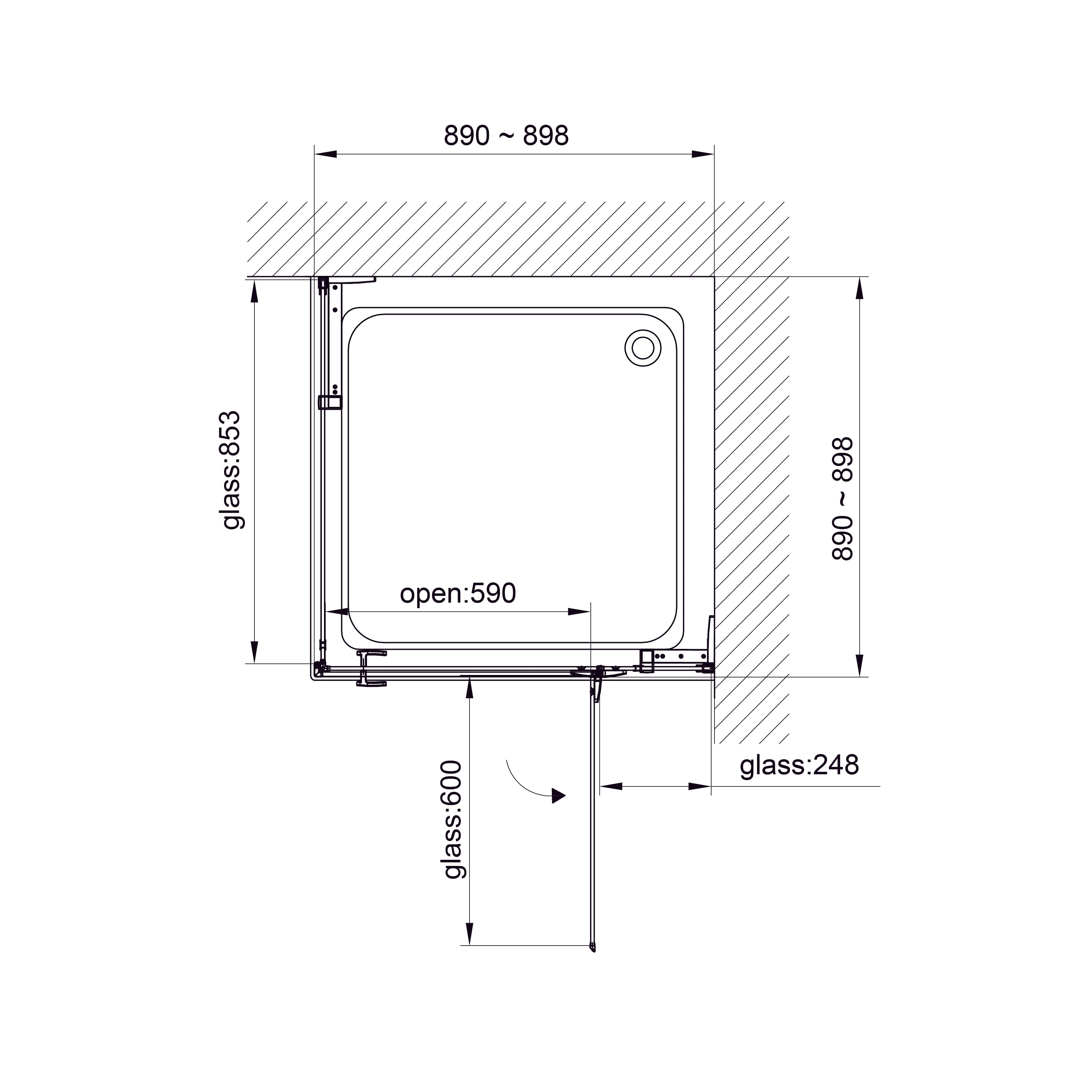 N90KС Душова кабіна NEON квадратна Chrome 900x900x1950 мм скло 8мм прозоре (2 частини)