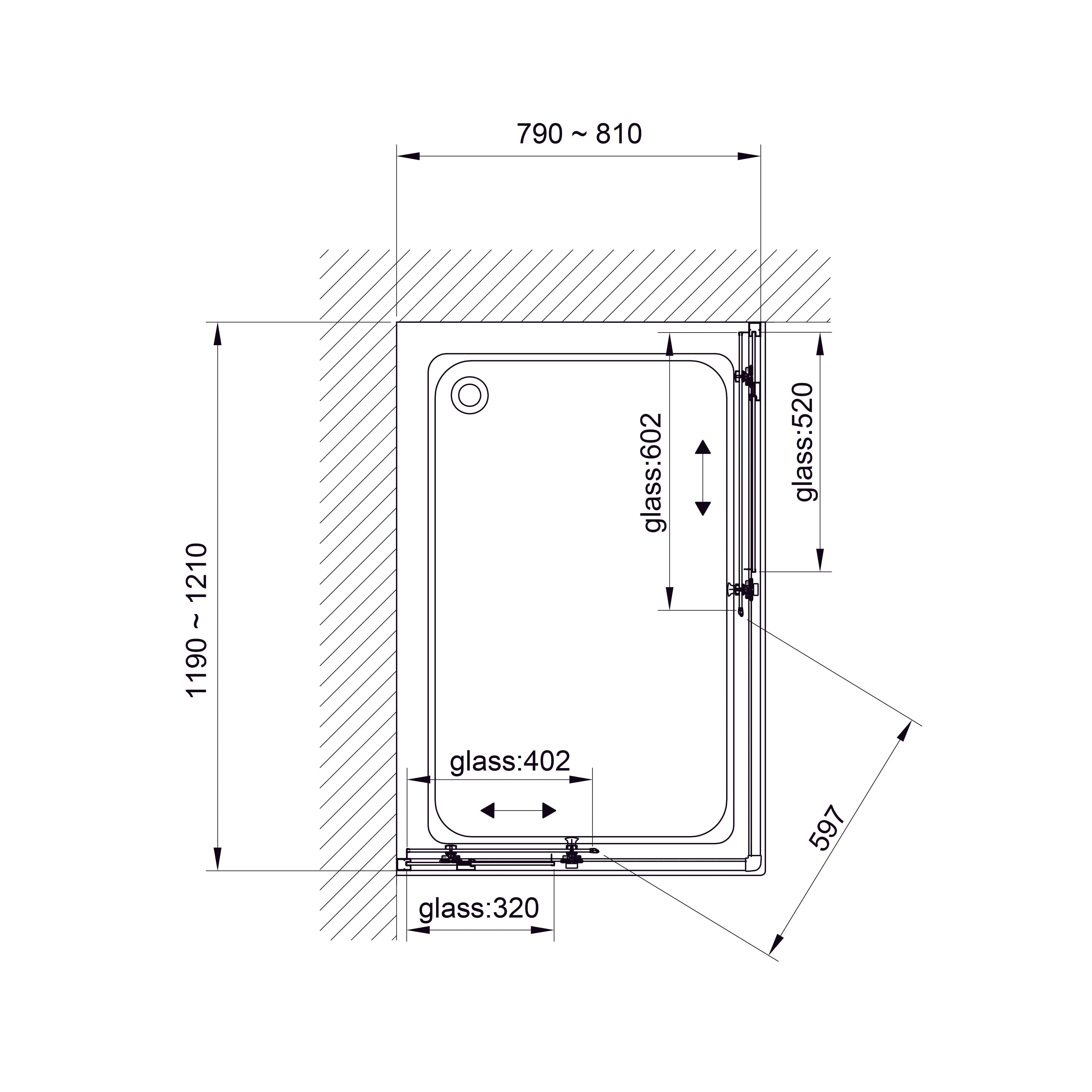 G12080SGB Душова кабіна GRACE прямок. чорна 1200x800x1900 мм скло grape