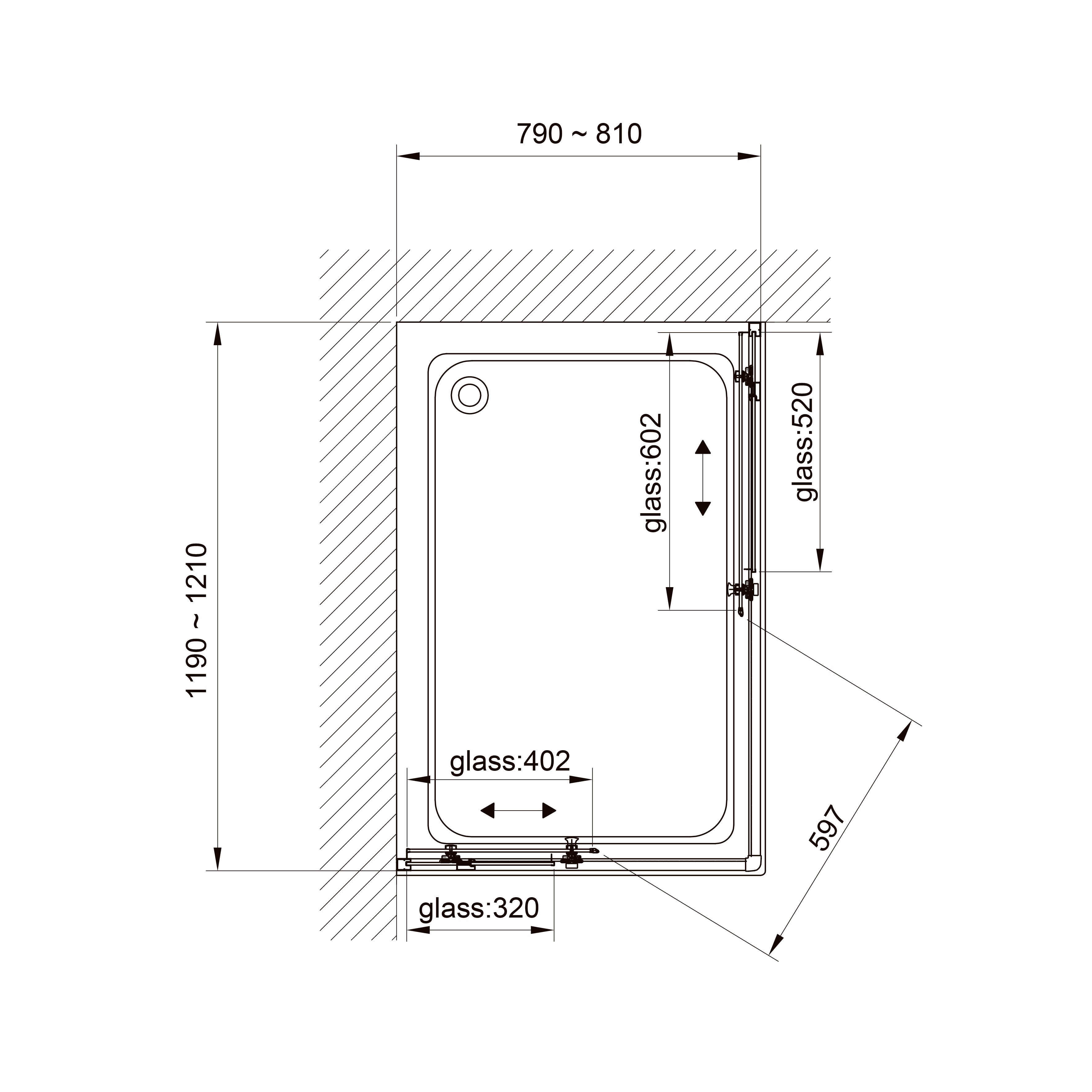 G12080SG Cabina de ducha Grace rectangular 1200x800x1900 mm cristal grape